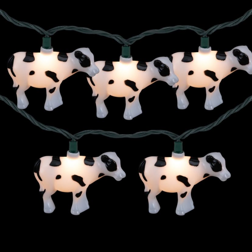 Cow Indoor Outdoor Patio Light Set - 6 - Green Wire - 10ct