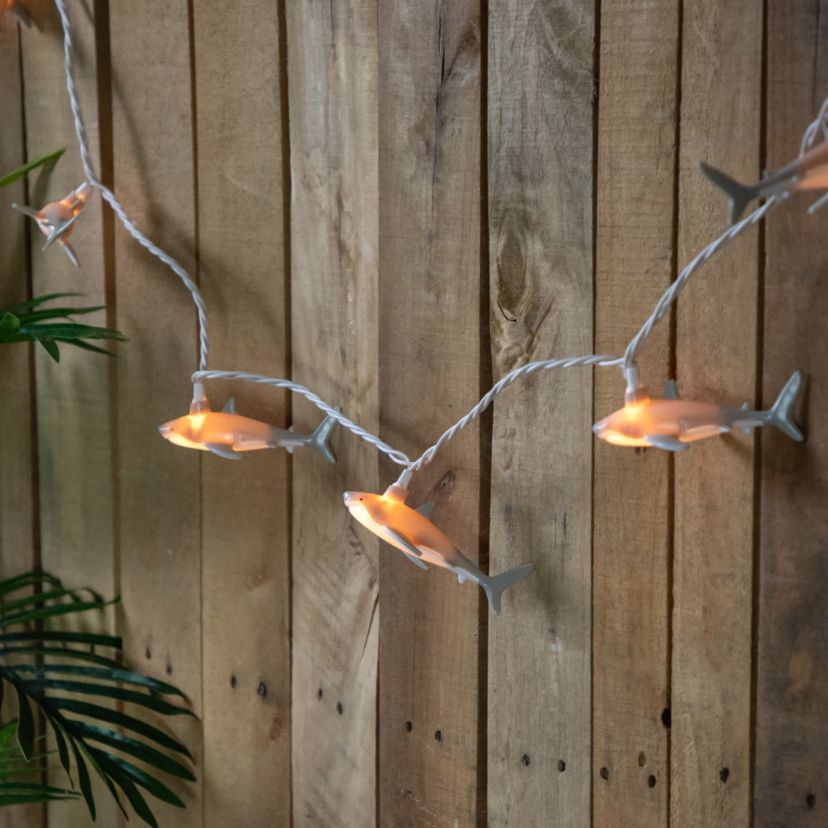 Shark Indoor Outdoor Patio Light Set - 6  - White Wire - 10ct