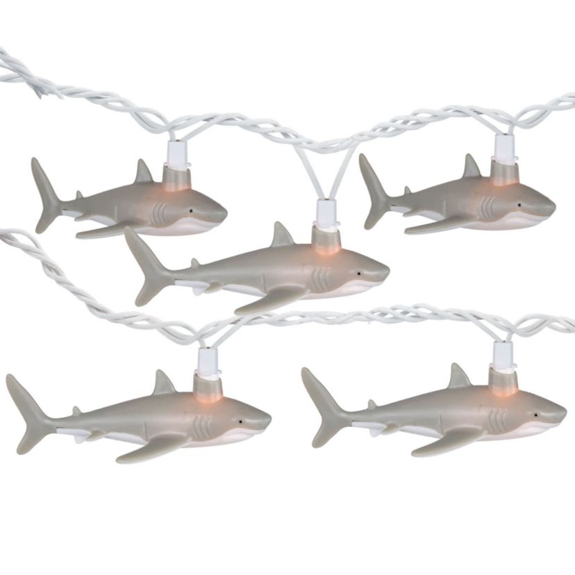 Shark Indoor Outdoor Patio Light Set - 6  - White Wire - 10ct