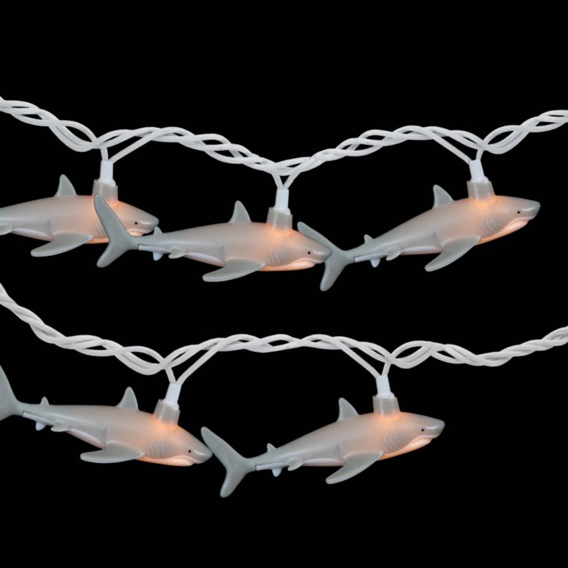 Shark Indoor Outdoor Patio Light Set - 6  - White Wire - 10ct