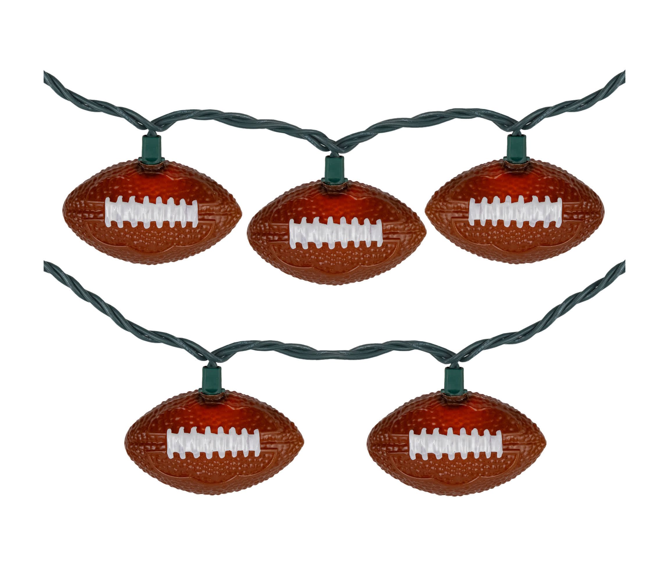 Football Indoor Outdoor Patio Light Set - 6  - Green Wire - 10ct
