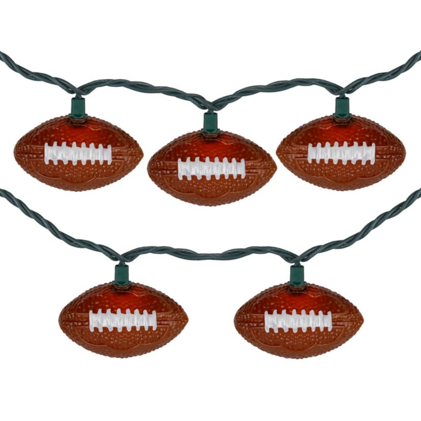 Football Indoor Outdoor Patio Light Set - 6  - Green Wire - 10ct