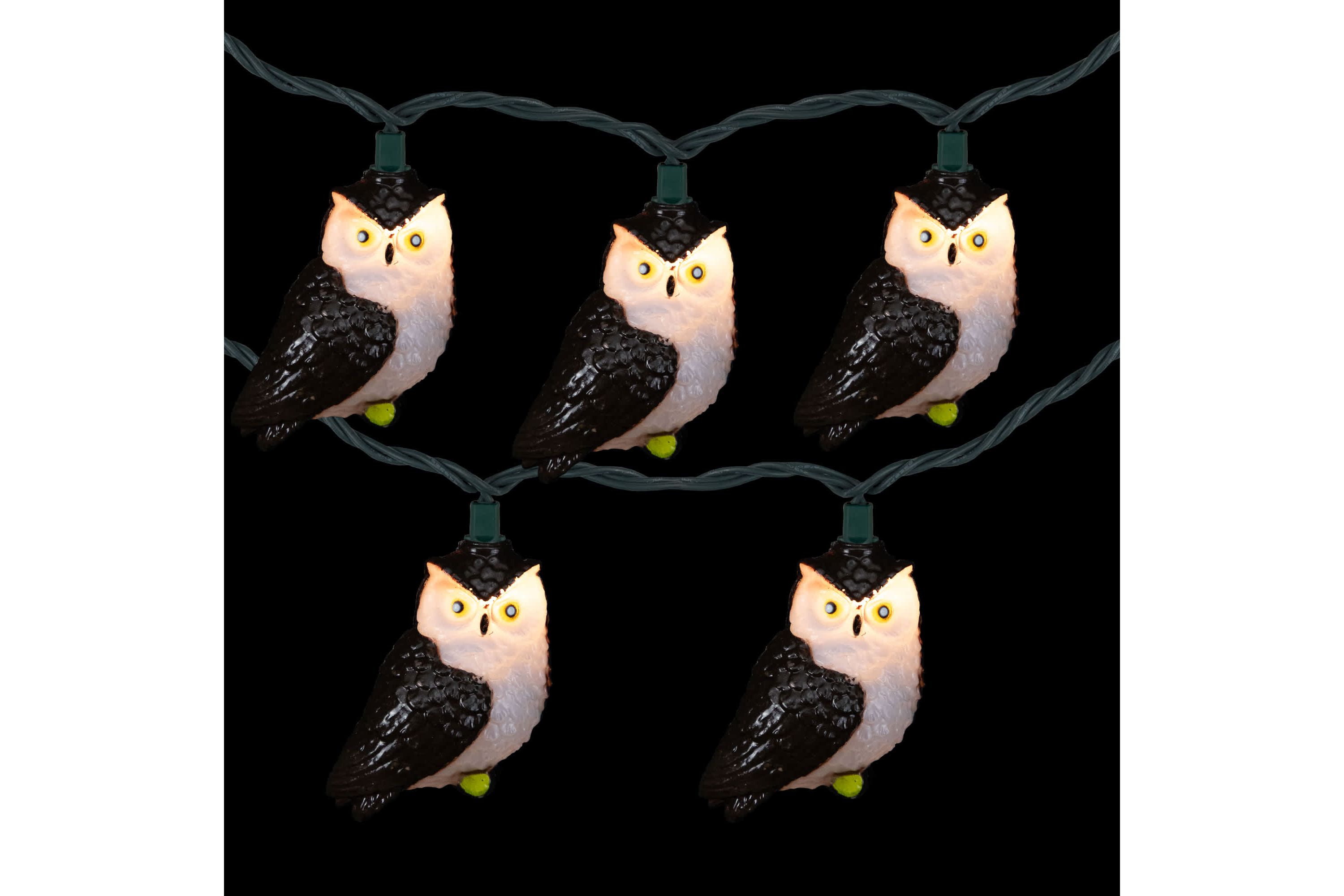 Owl Indoor Outdoor Patio Light Set - 6  - Green Wire - 10ct