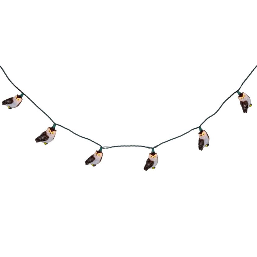 Owl Indoor Outdoor Patio Light Set - 6  - Green Wire - 10ct
