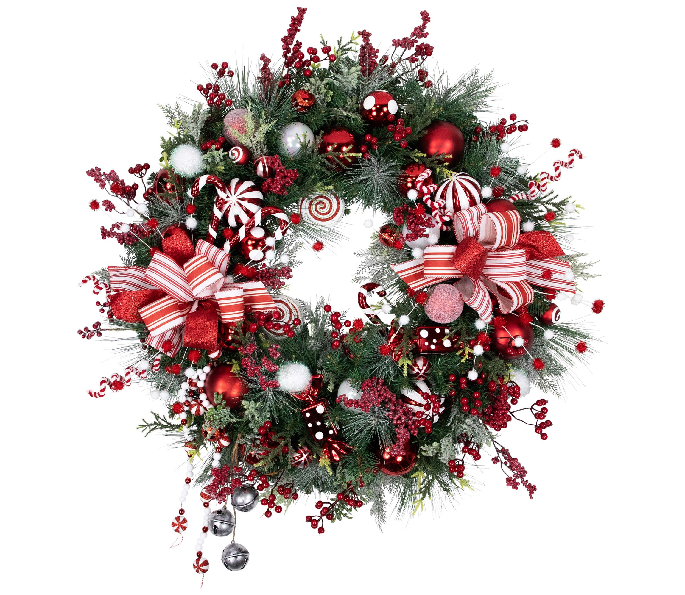 Peppermint Candy Artificial Pine Christmas Wreath - 42" - Unlit