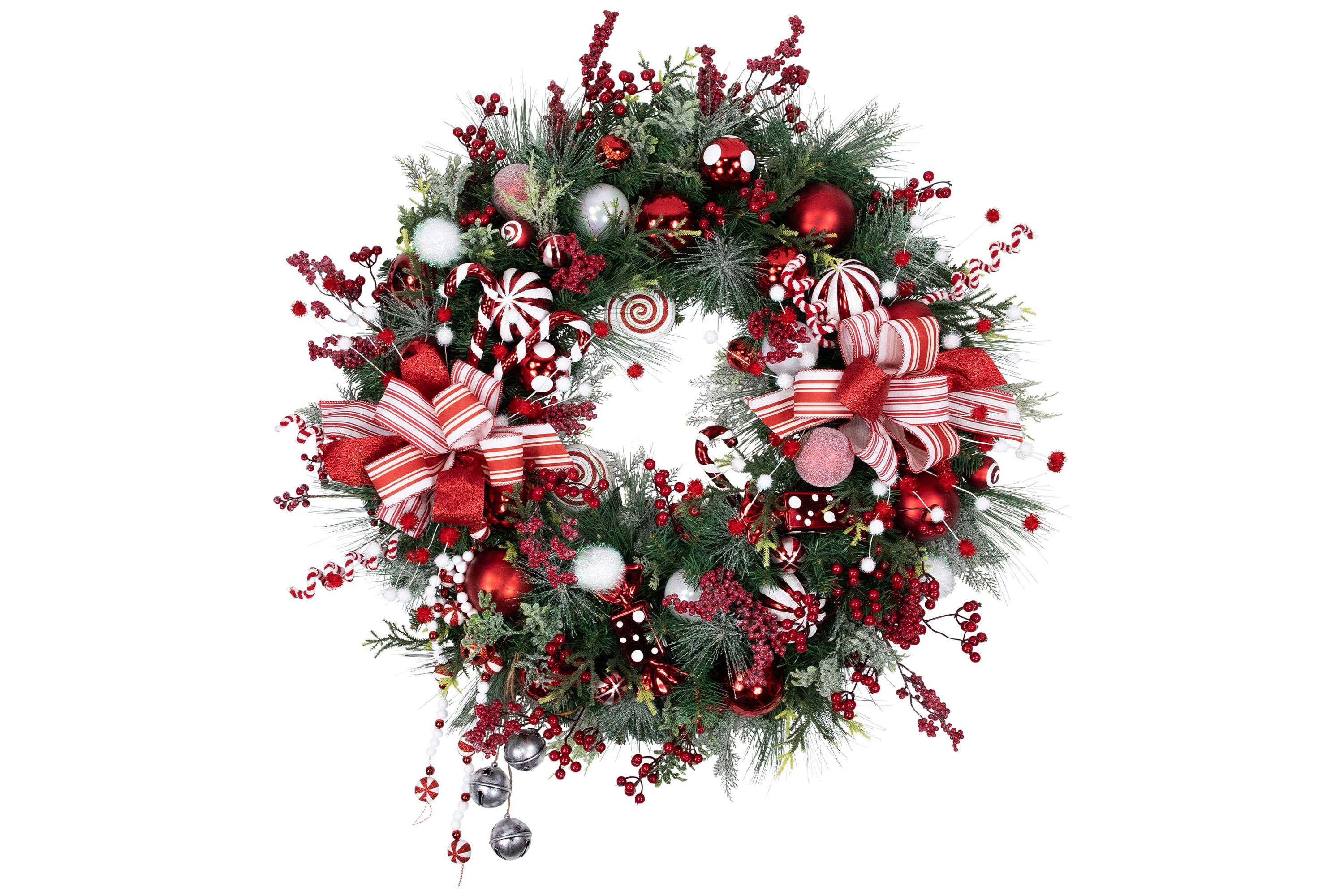 Peppermint Candy Artificial Pine Christmas Wreath - 42" - Unlit