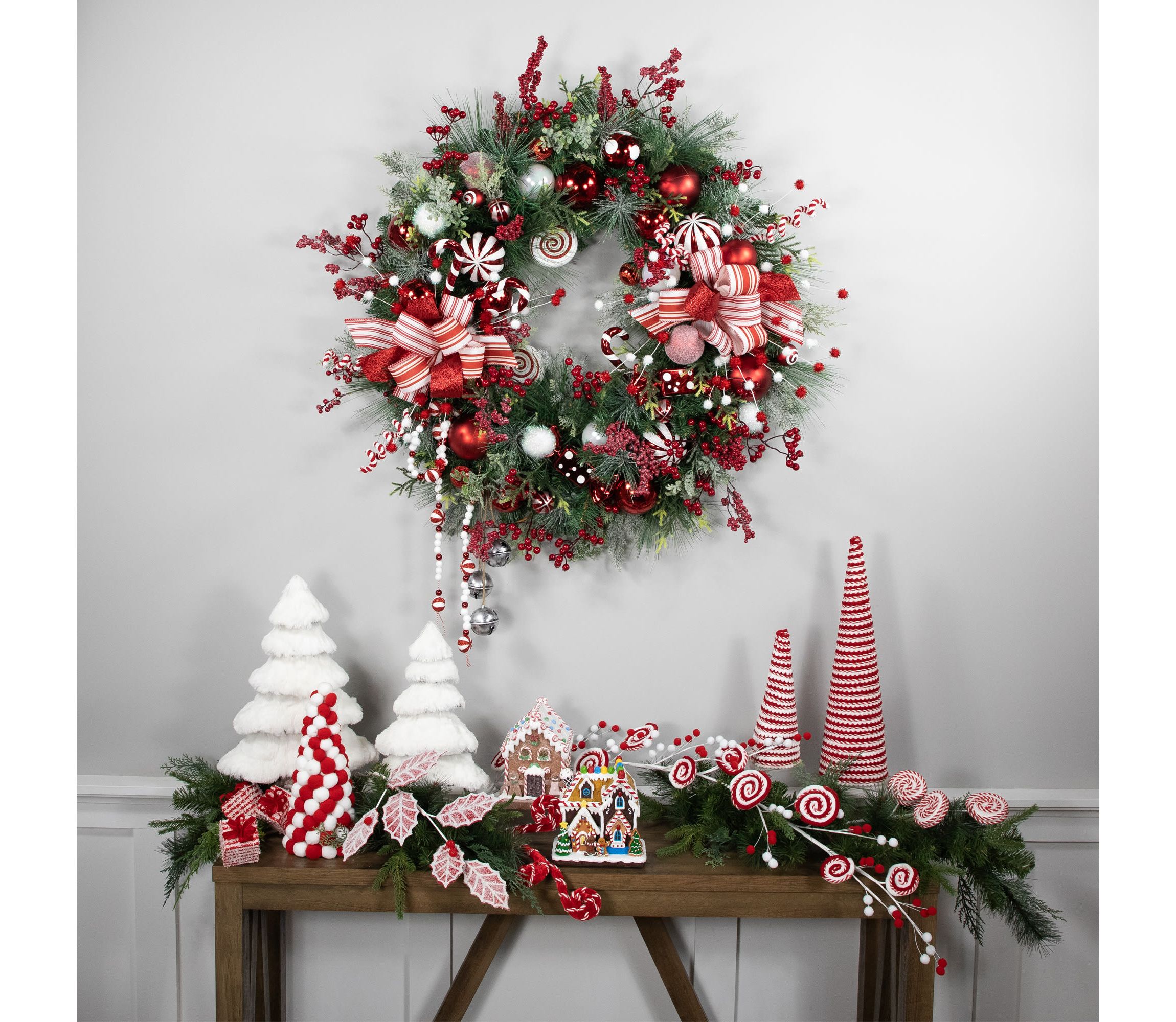 Peppermint Candy Artificial Pine Christmas Wreath - 42" - Unlit