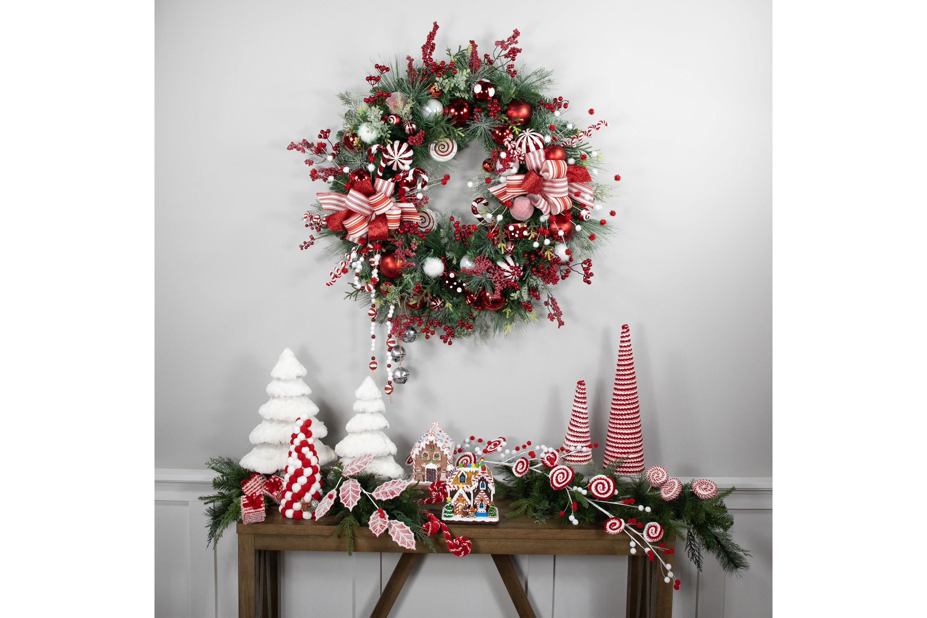 Peppermint Candy Artificial Pine Christmas Wreath - 42" - Unlit