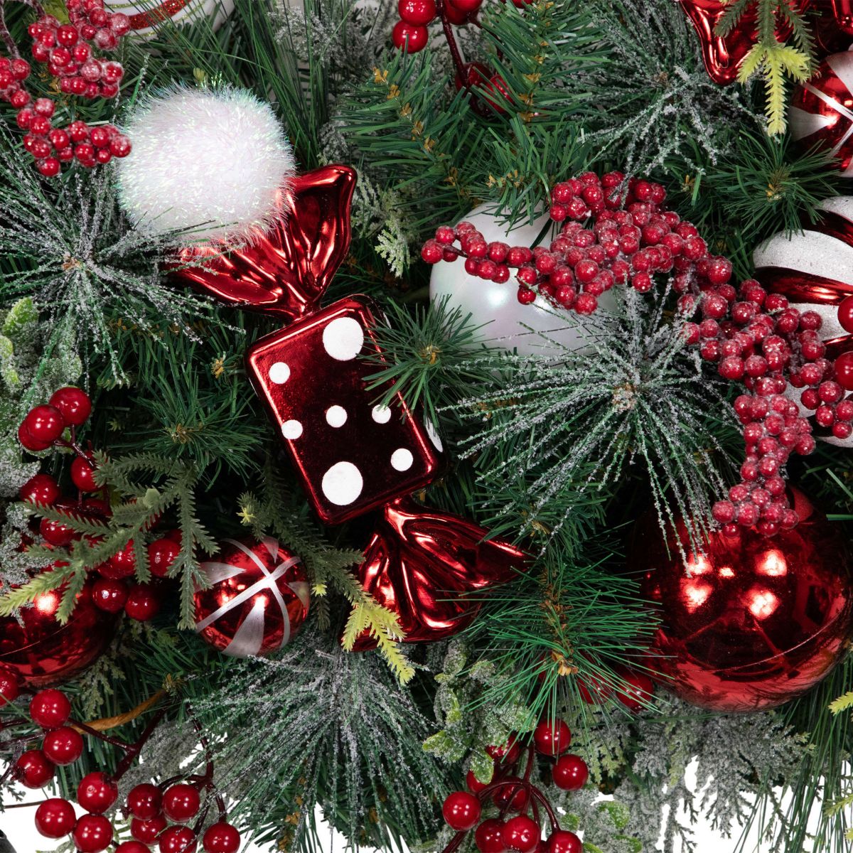 Peppermint Candy Artificial Pine Christmas Wreath - 42" - Unlit