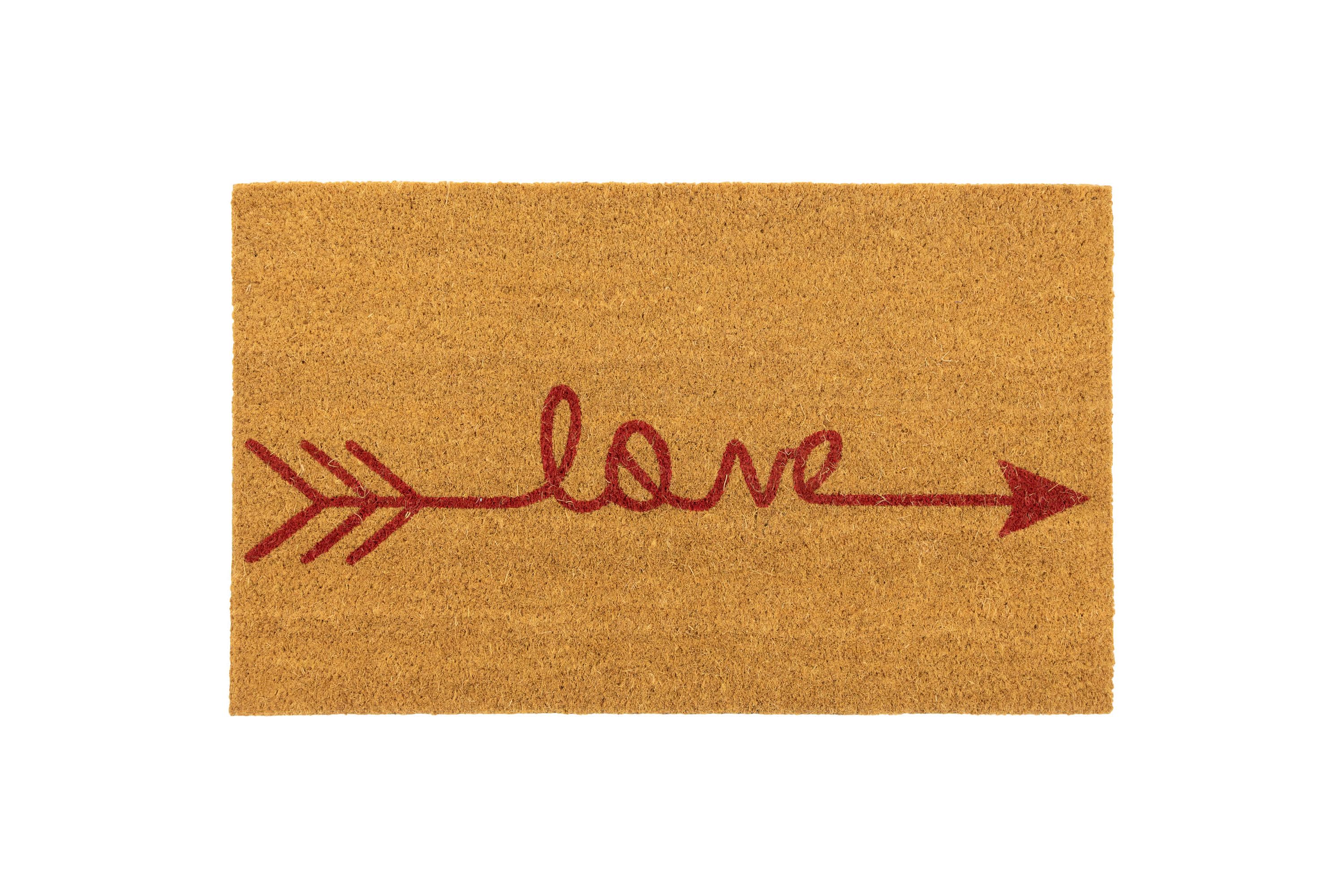 Natural Coir "Love" Arrow Outdoor Doormat 18" x 30"