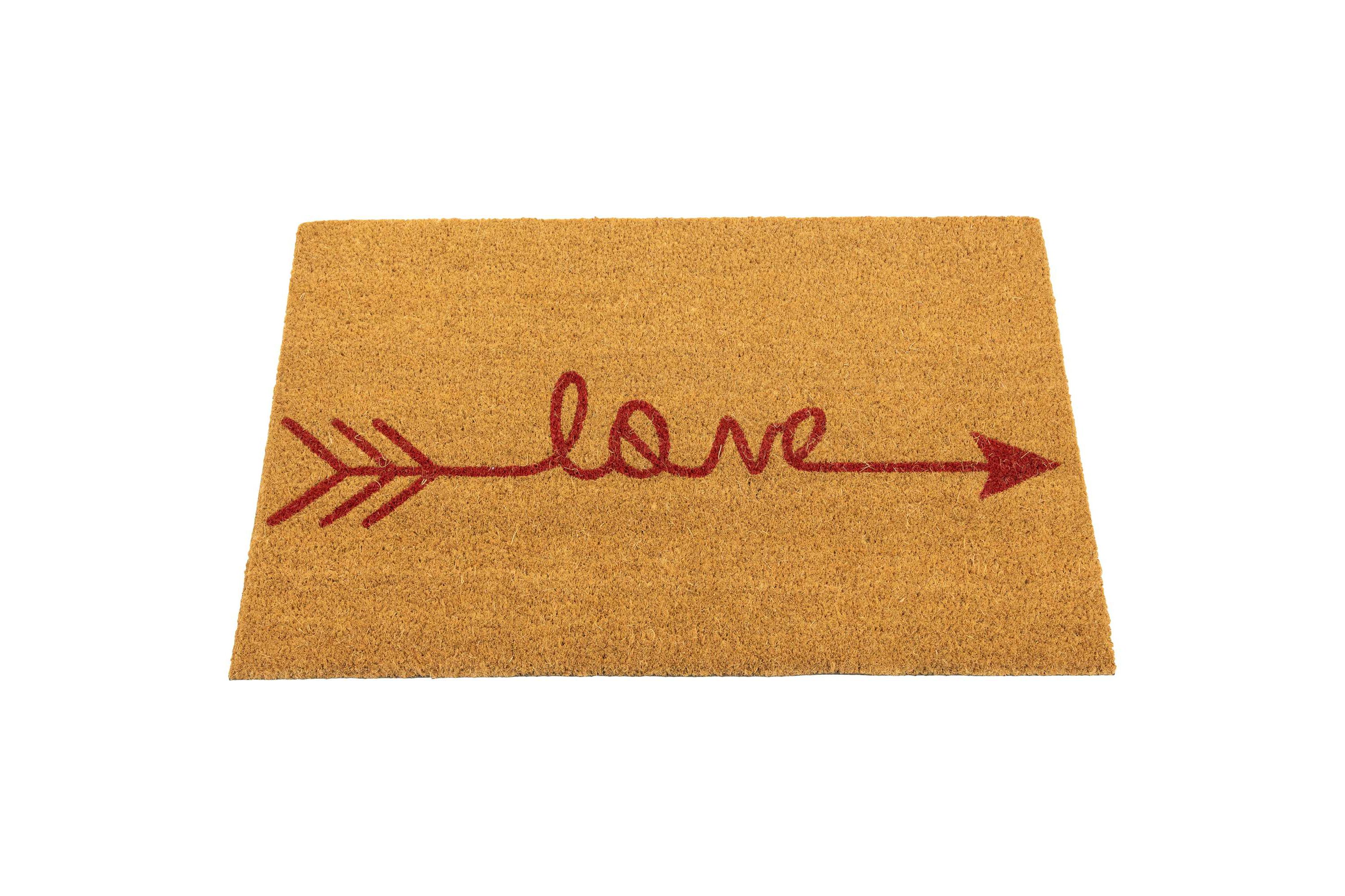 Natural Coir "Love" Arrow Outdoor Doormat 18" x 30"
