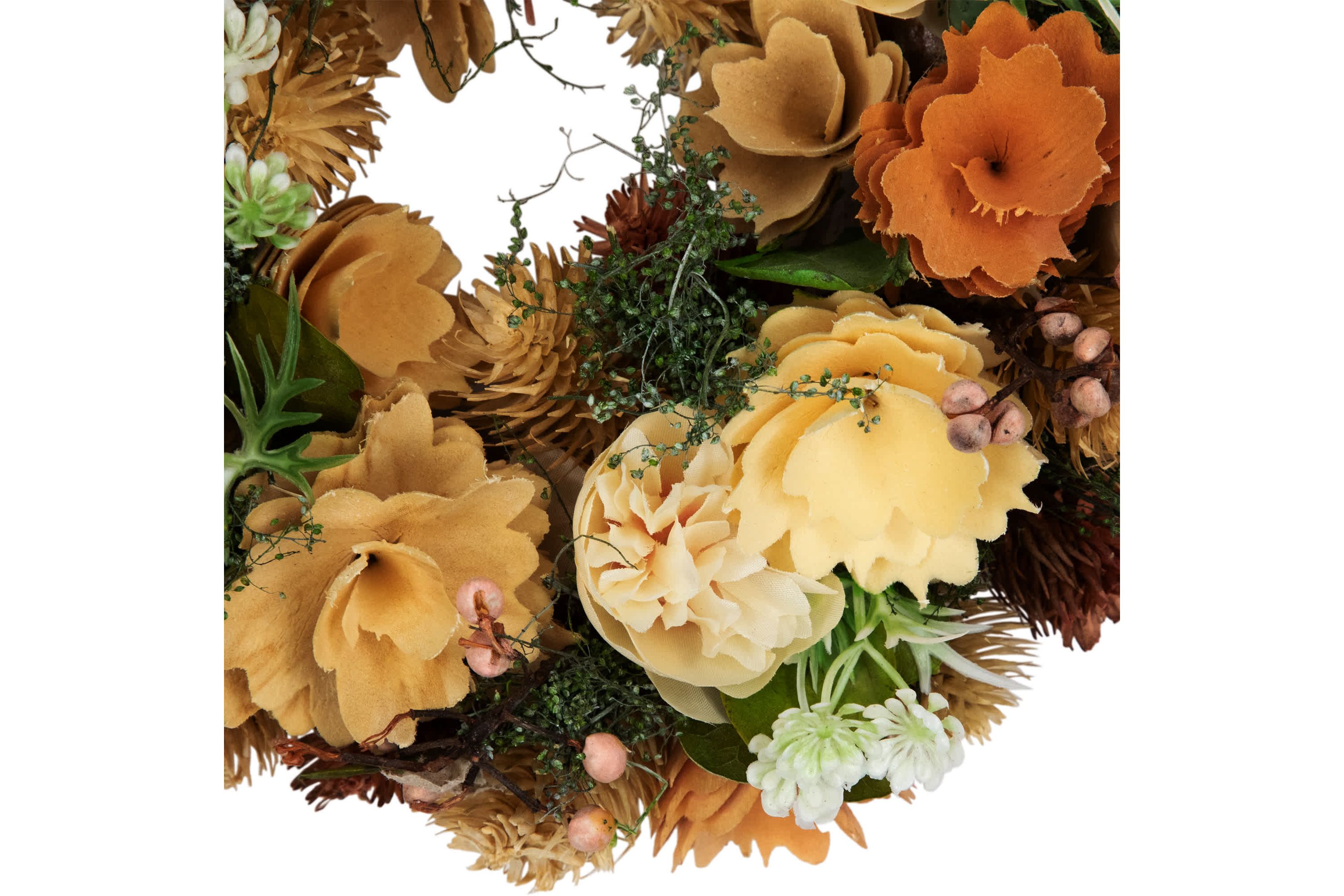Mixed Floral Artificial Spring Wreath - 9.75" - Beige and Peach