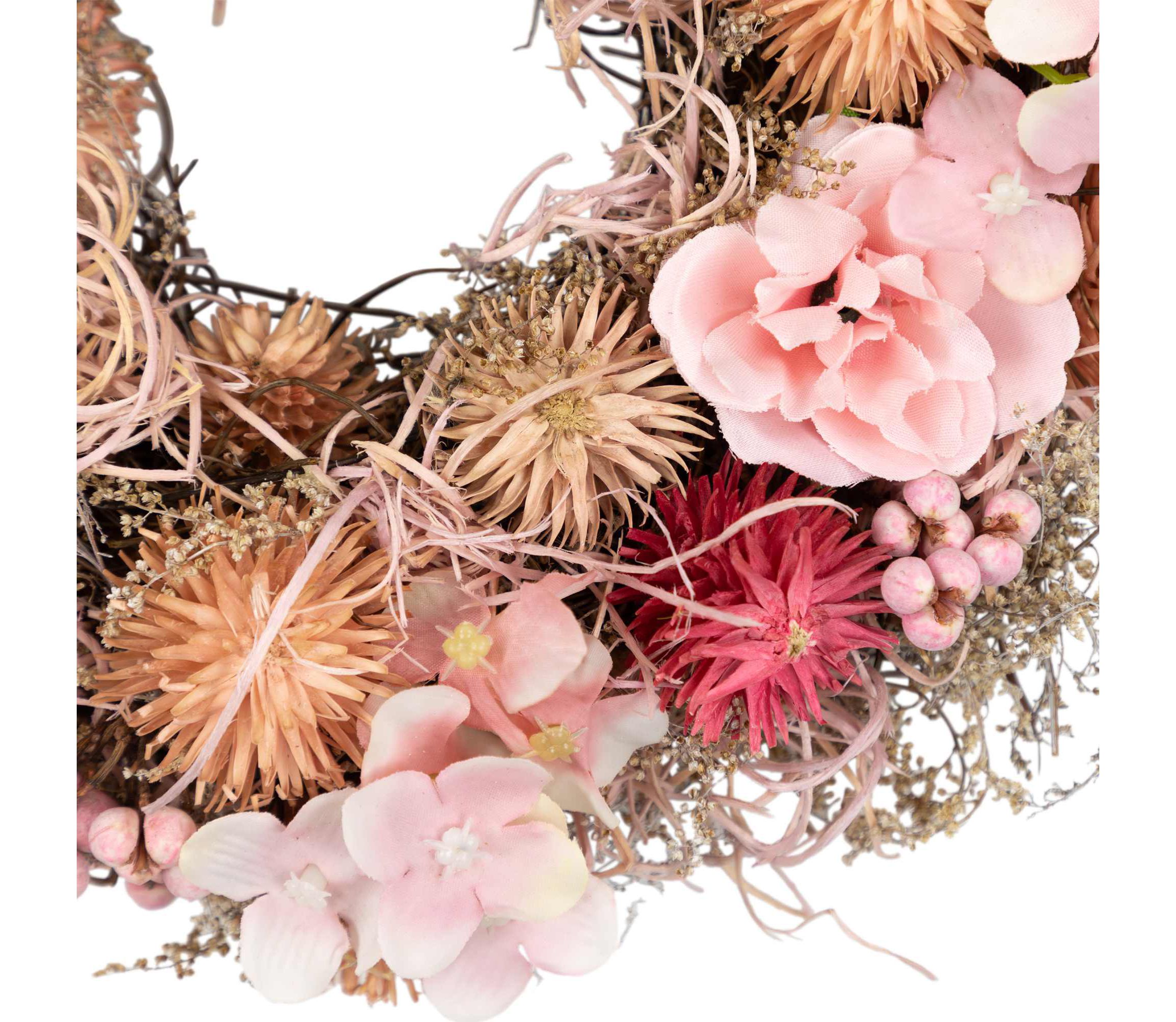 Mixed Floral Artificial Spring Wreath - 9.75" - Pink