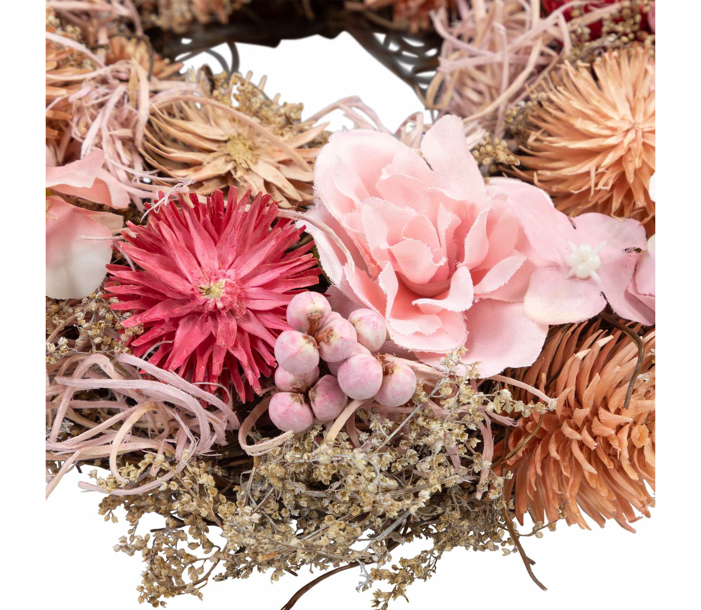 Mixed Floral Artificial Spring Wreath - 9.75" - Pink