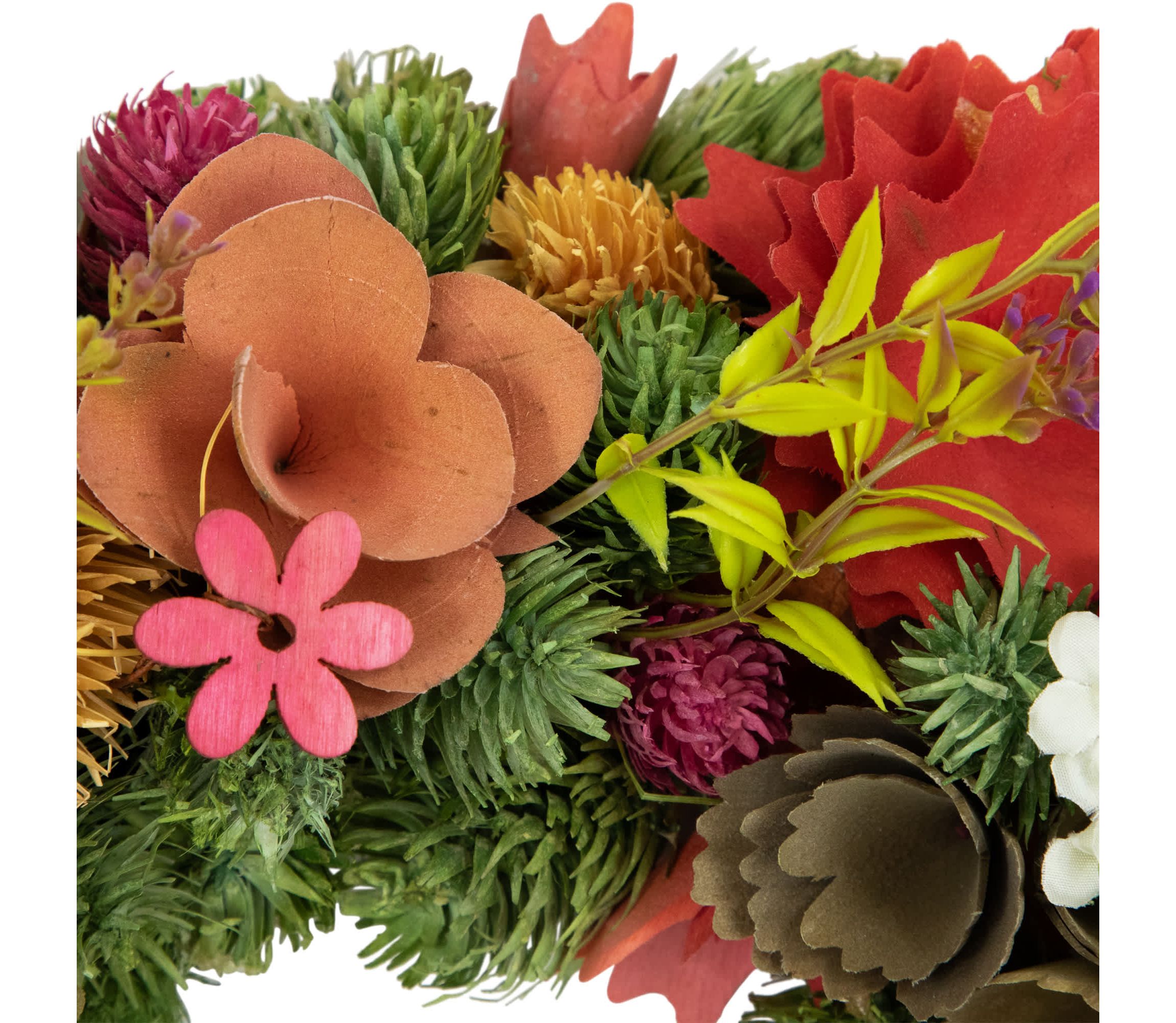 Mixed Floral Artificial Wooden Spring Wreath - 12.5"