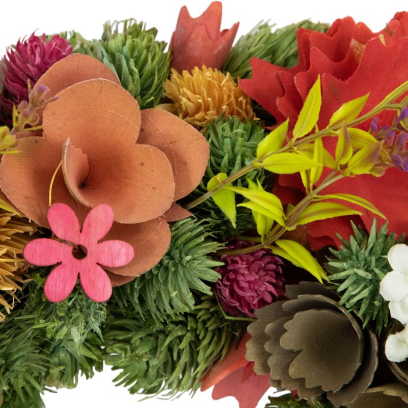 Mixed Floral Artificial Wooden Spring Wreath - 12.5"