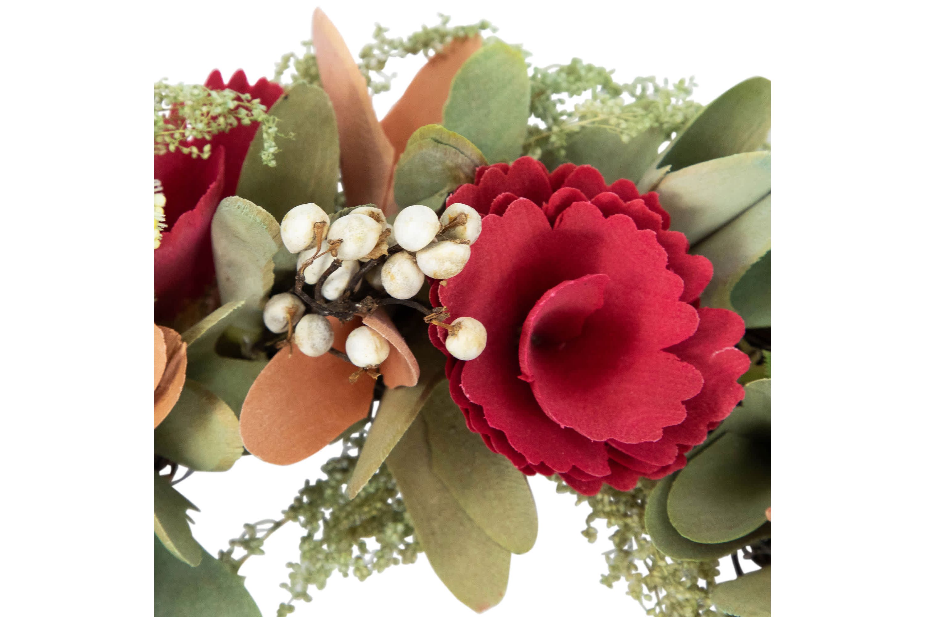 Rose and Pansy Artificial Wooden Spring Wreath - 10"