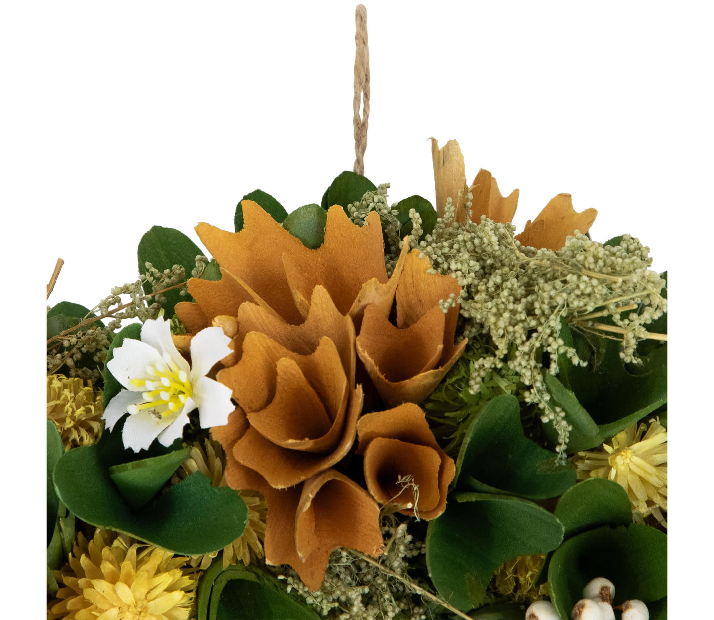 Mixed Floral Artificial Spring Wreath - 11" - Orange