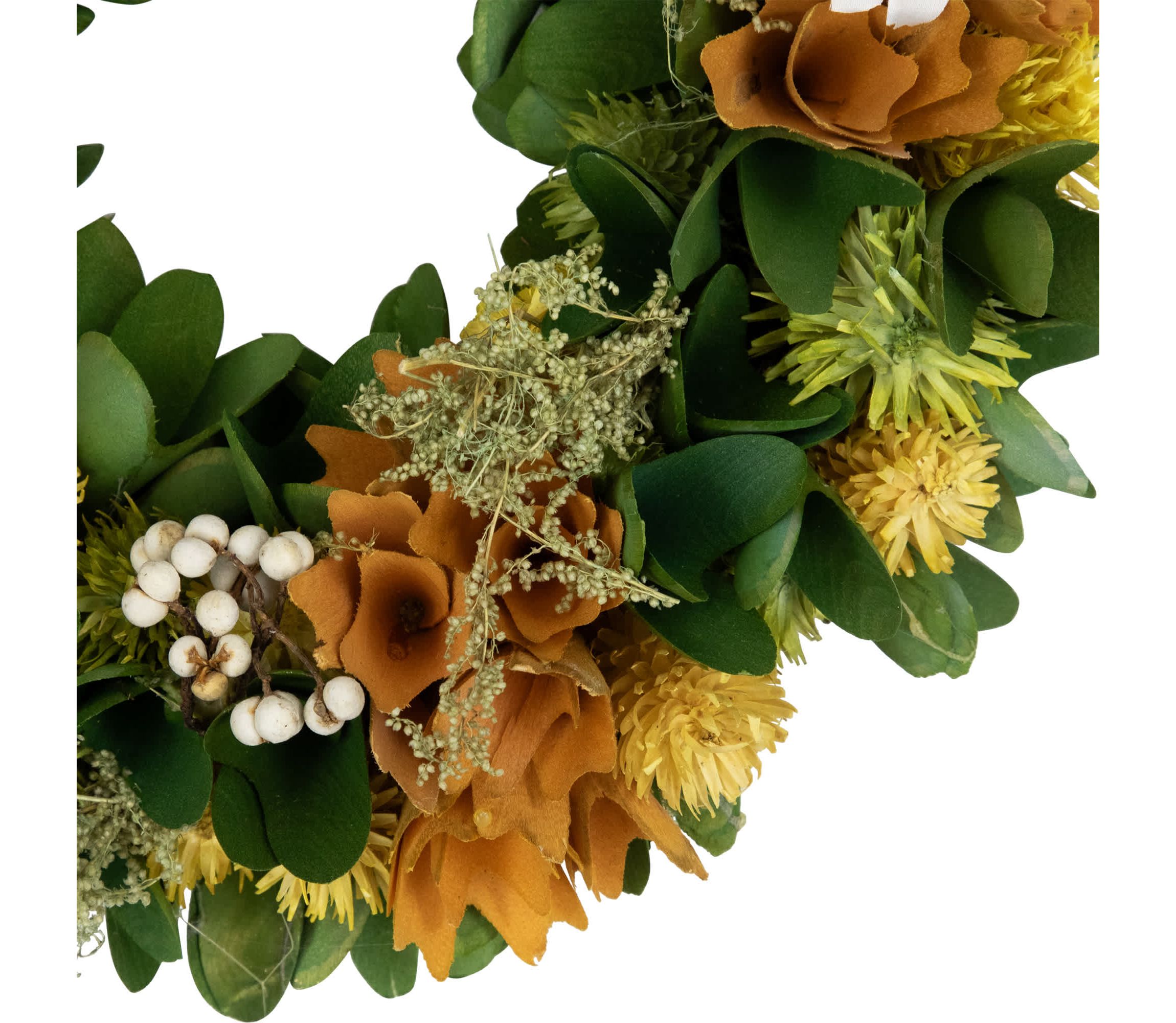 Mixed Floral Artificial Spring Wreath - 11" - Orange