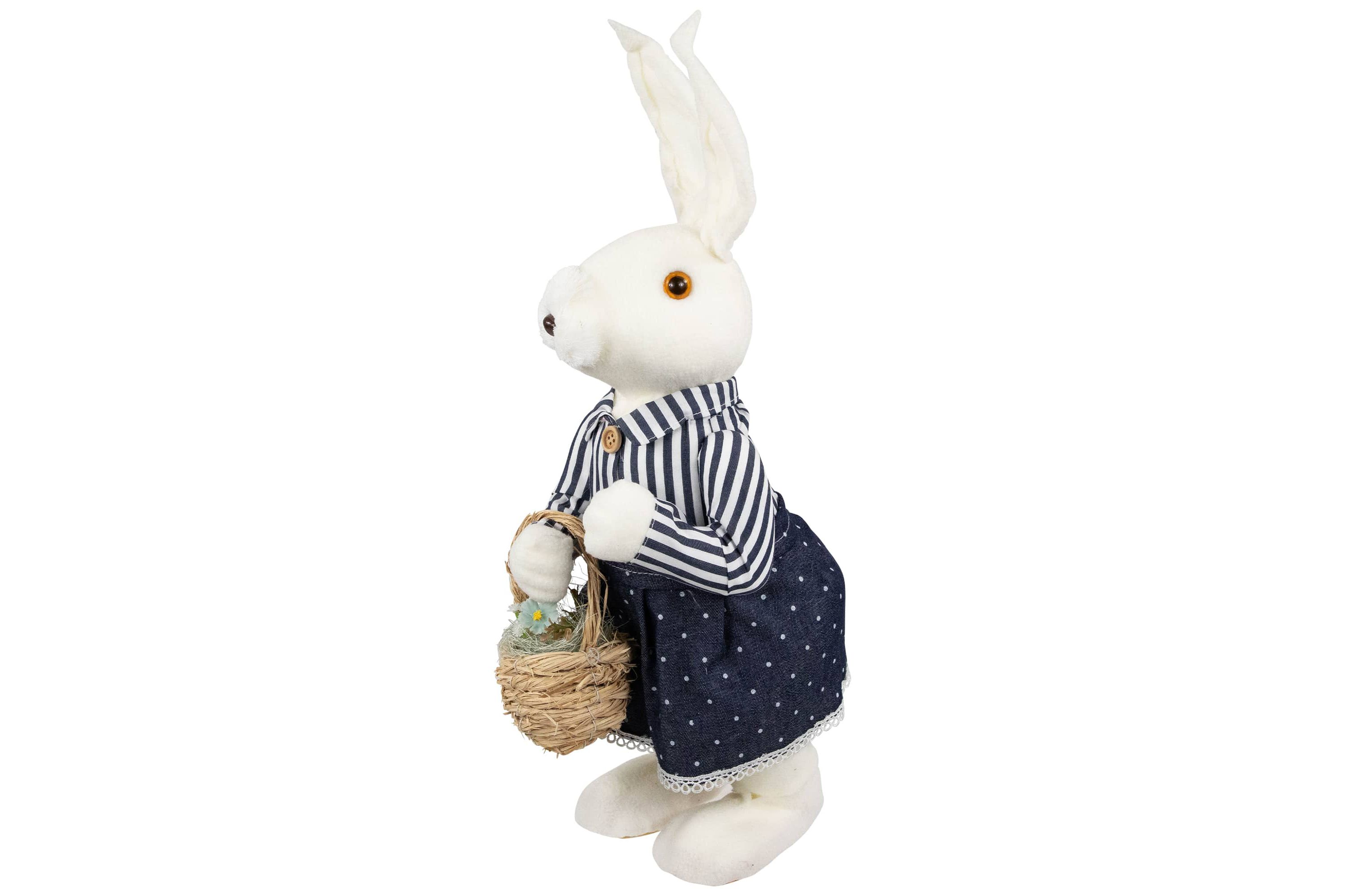 Standing Girl Bunny with Basket Easter Figure - 19" - Navy Blue