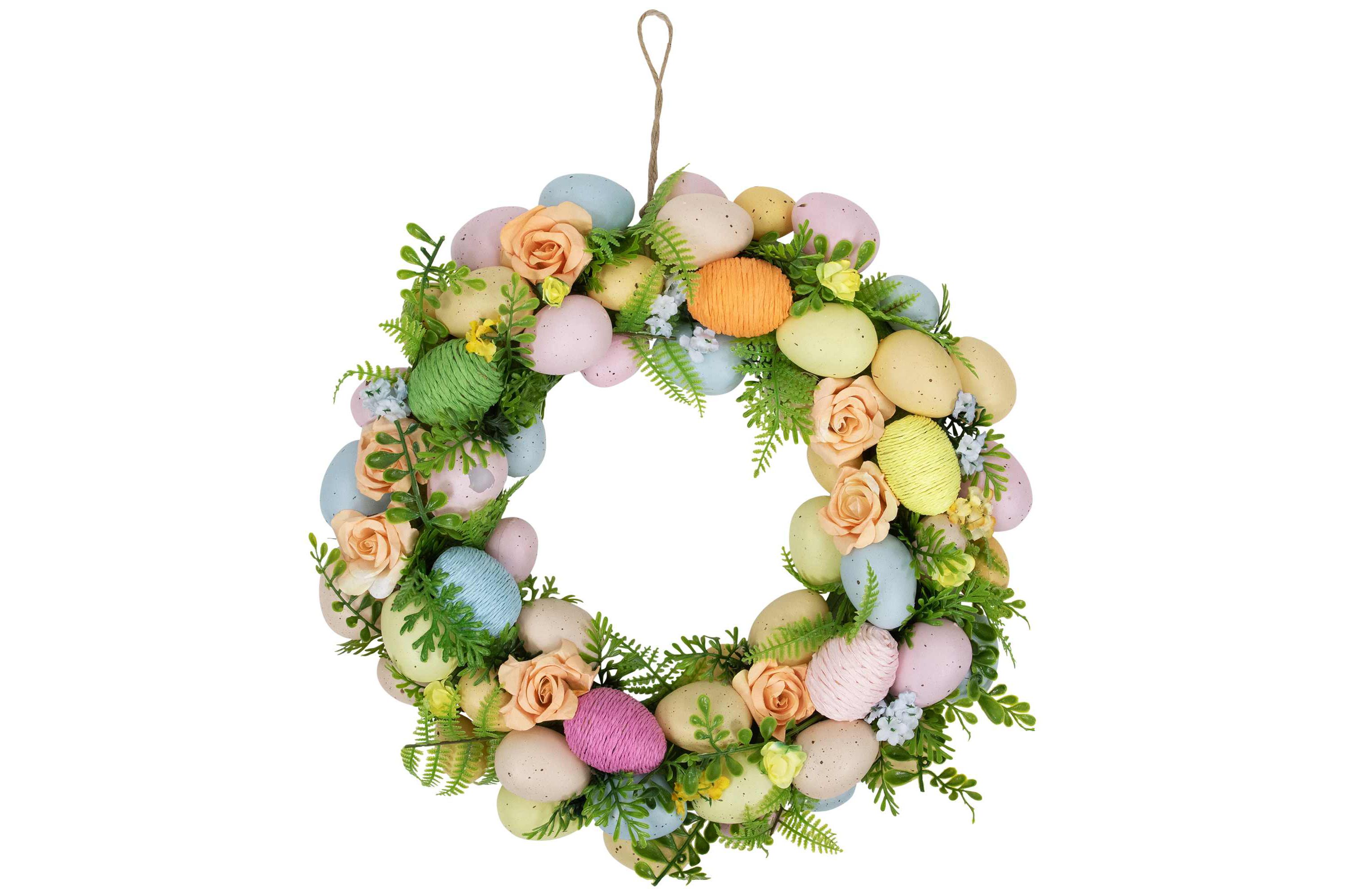 Artificial Floral Easter Egg Spring Wreath - 15"