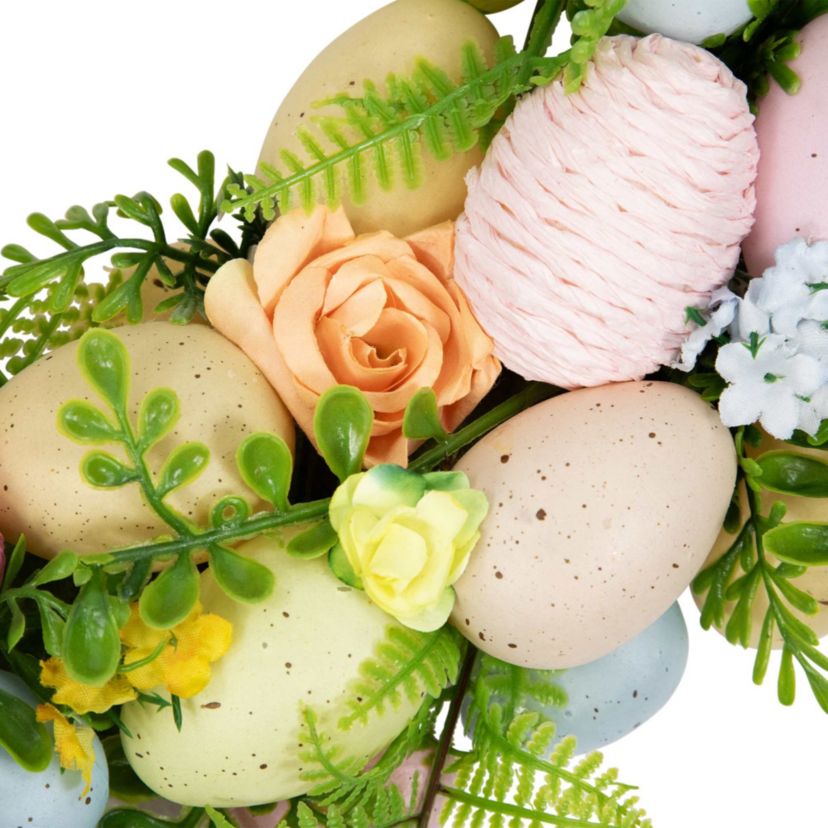Artificial Floral Easter Egg Spring Wreath - 15"