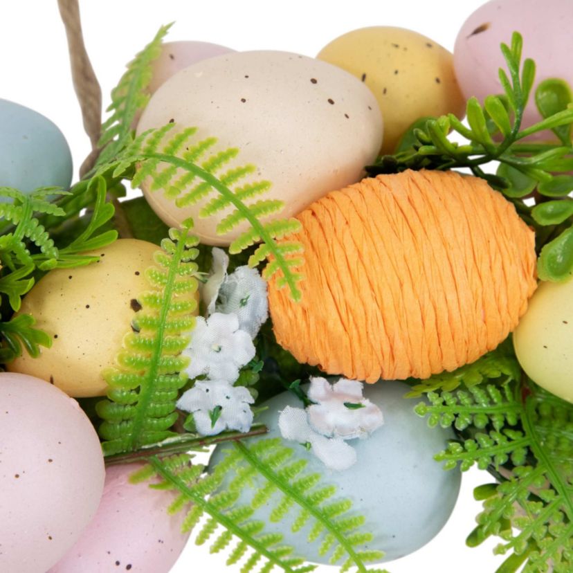 Artificial Floral Easter Egg Spring Wreath - 15"