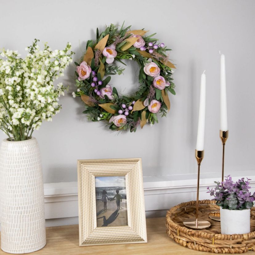 Artificial Mixed Floral and Greenery Spring Wreath - 13" - Purple