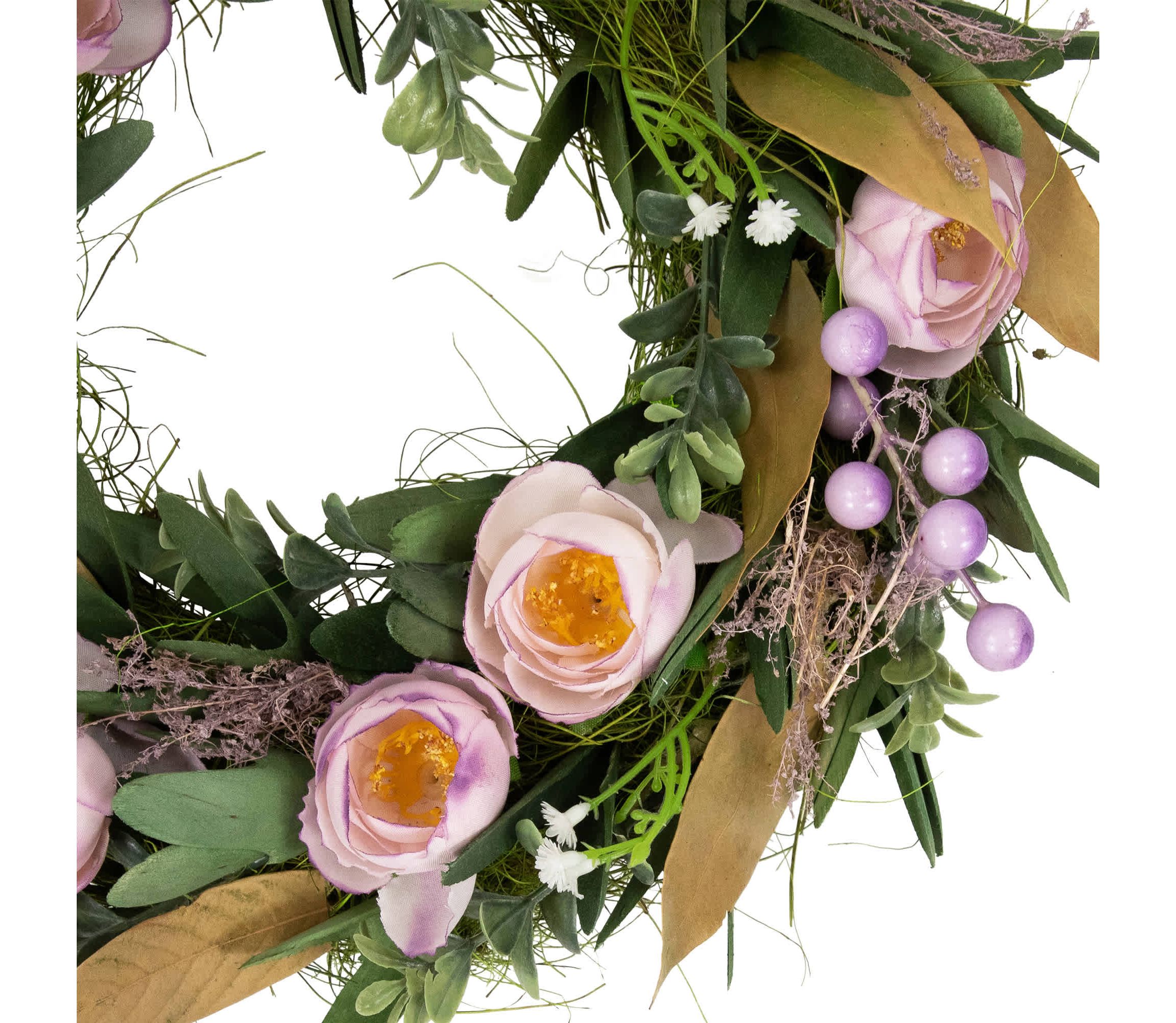 Artificial Mixed Floral and Greenery Spring Wreath - 13" - Purple