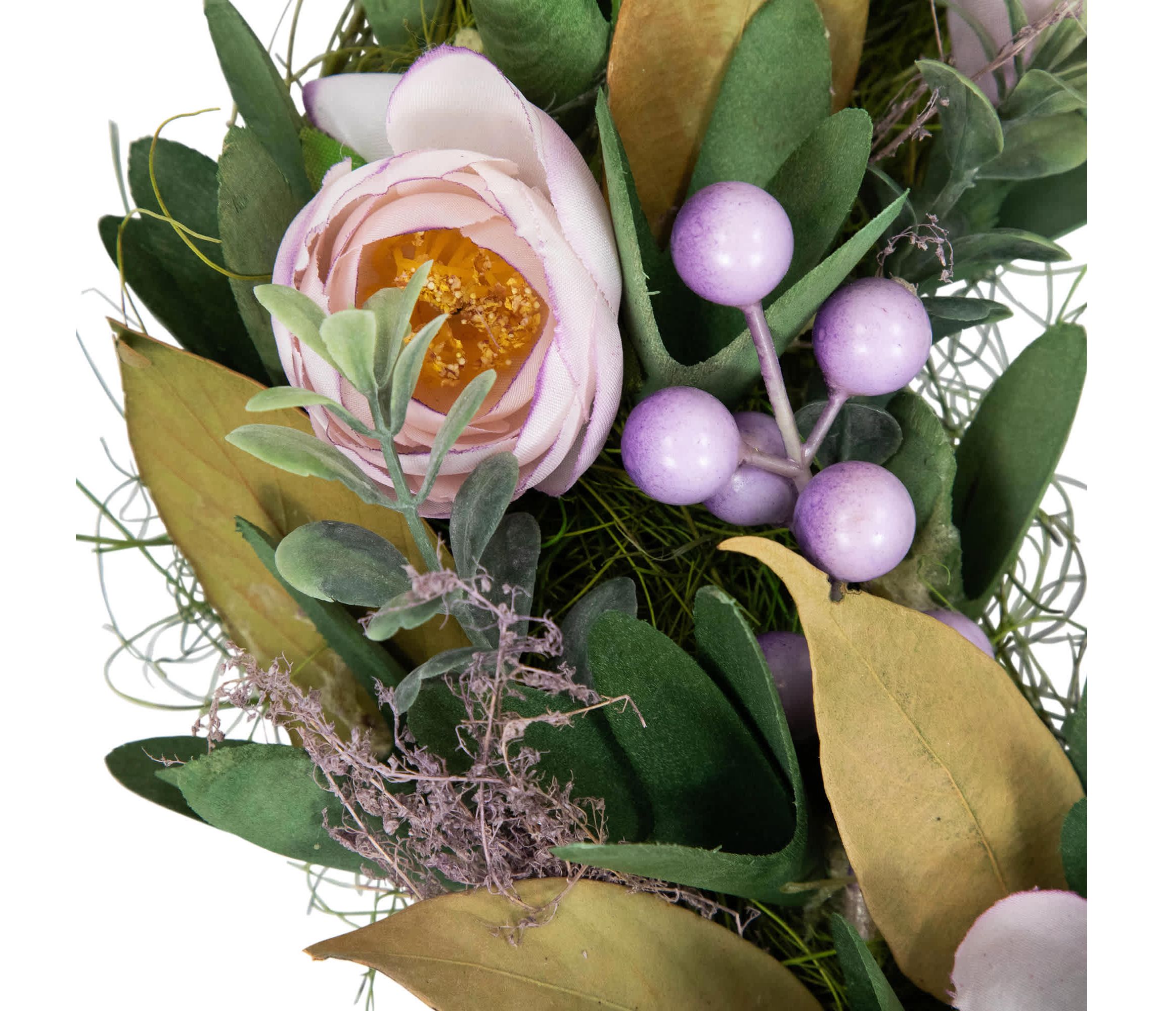 Artificial Mixed Floral and Greenery Spring Wreath - 13" - Purple