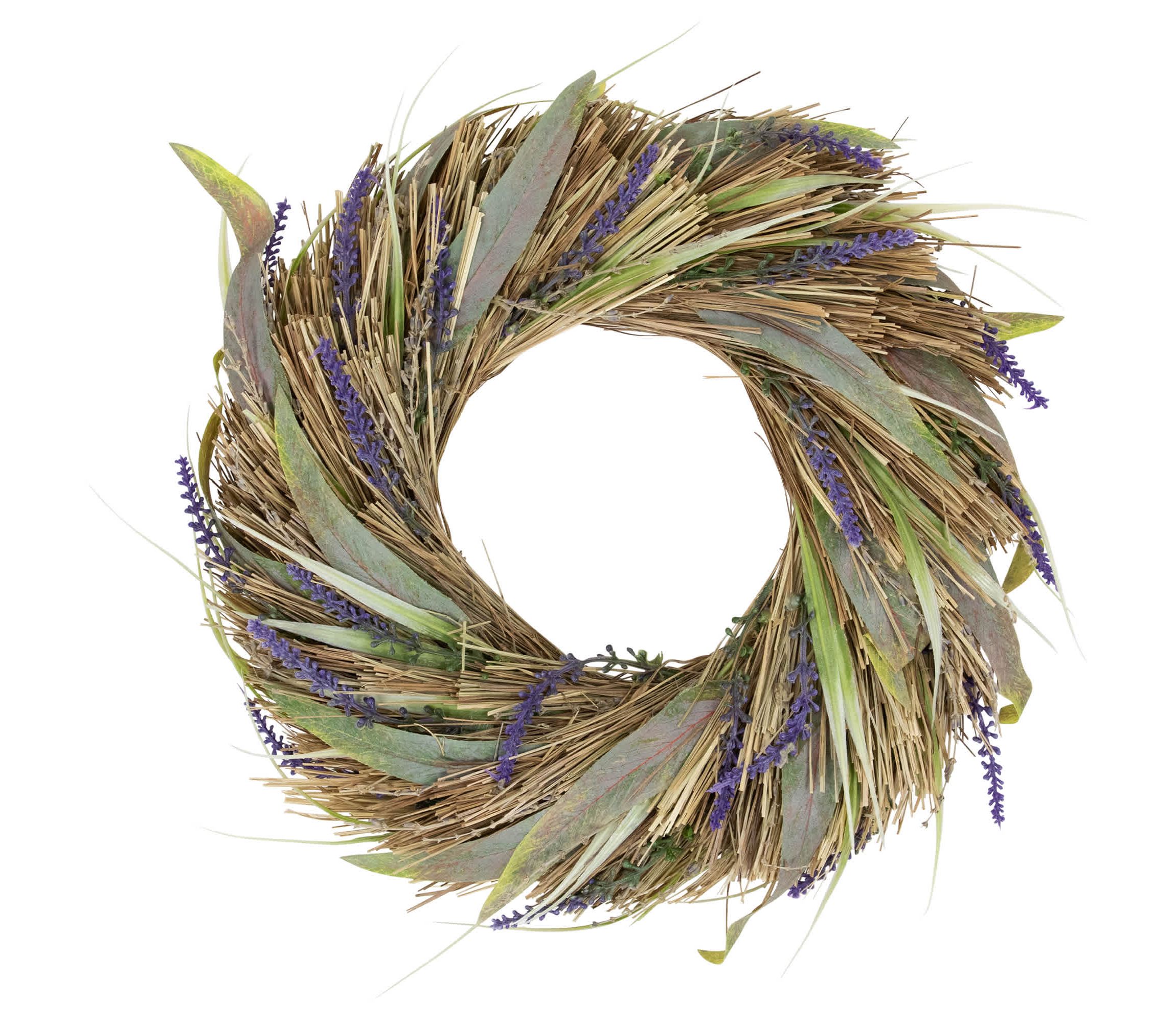 Artificial Grass and Lavender Spring Wreath - 14"