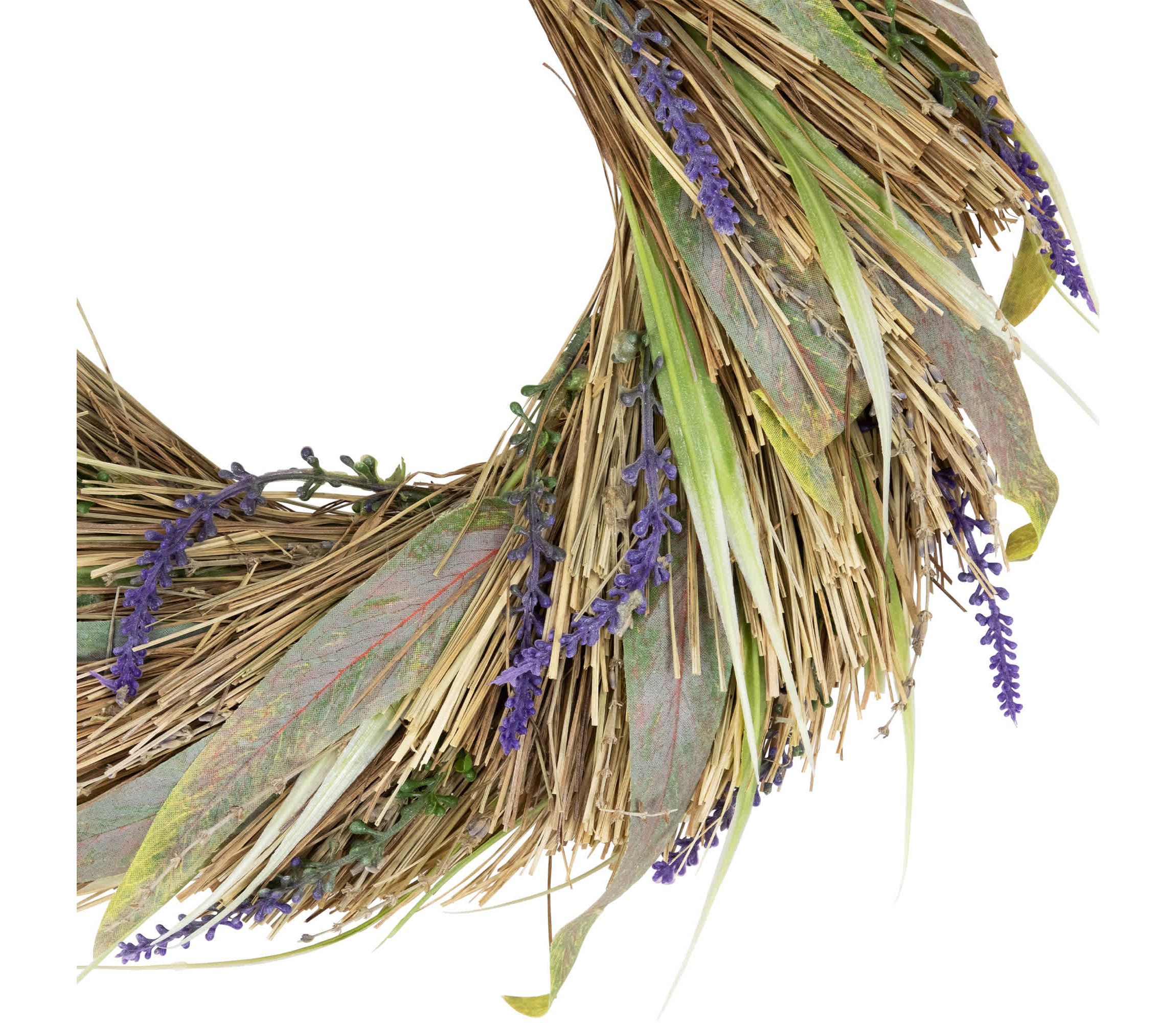 Artificial Grass and Lavender Spring Wreath - 14"