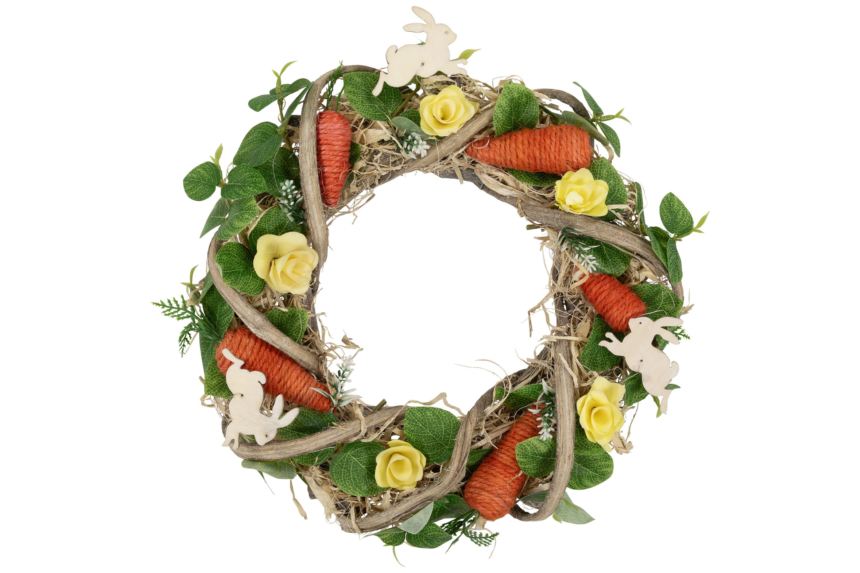 Mixed Floral and Carrots Artificial Easter Wreath - 11.5"