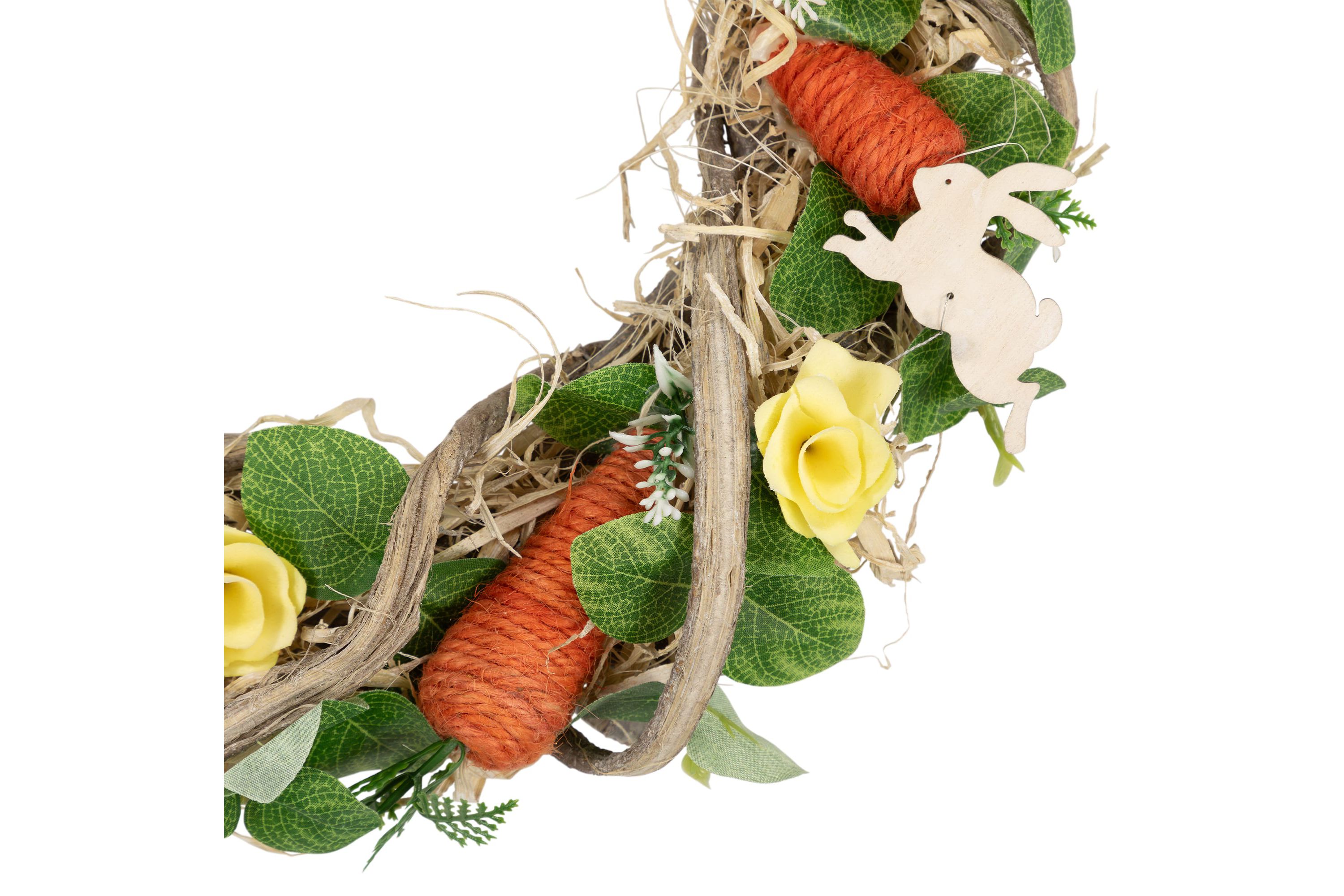 Mixed Floral and Carrots Artificial Easter Wreath - 11.5"