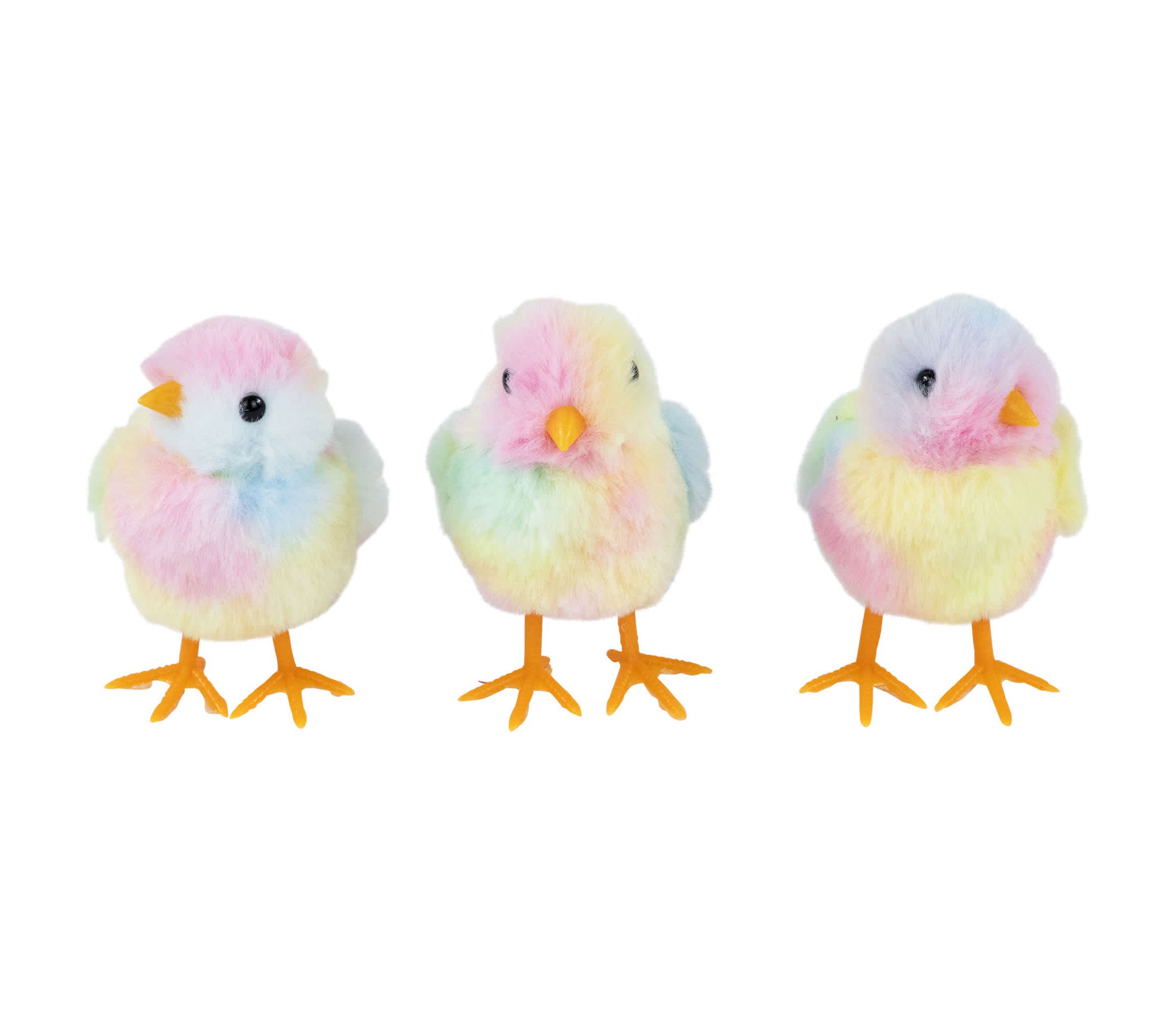 Plush Tie Dye Easter Chick Figurines - 4.25" - Set of 3