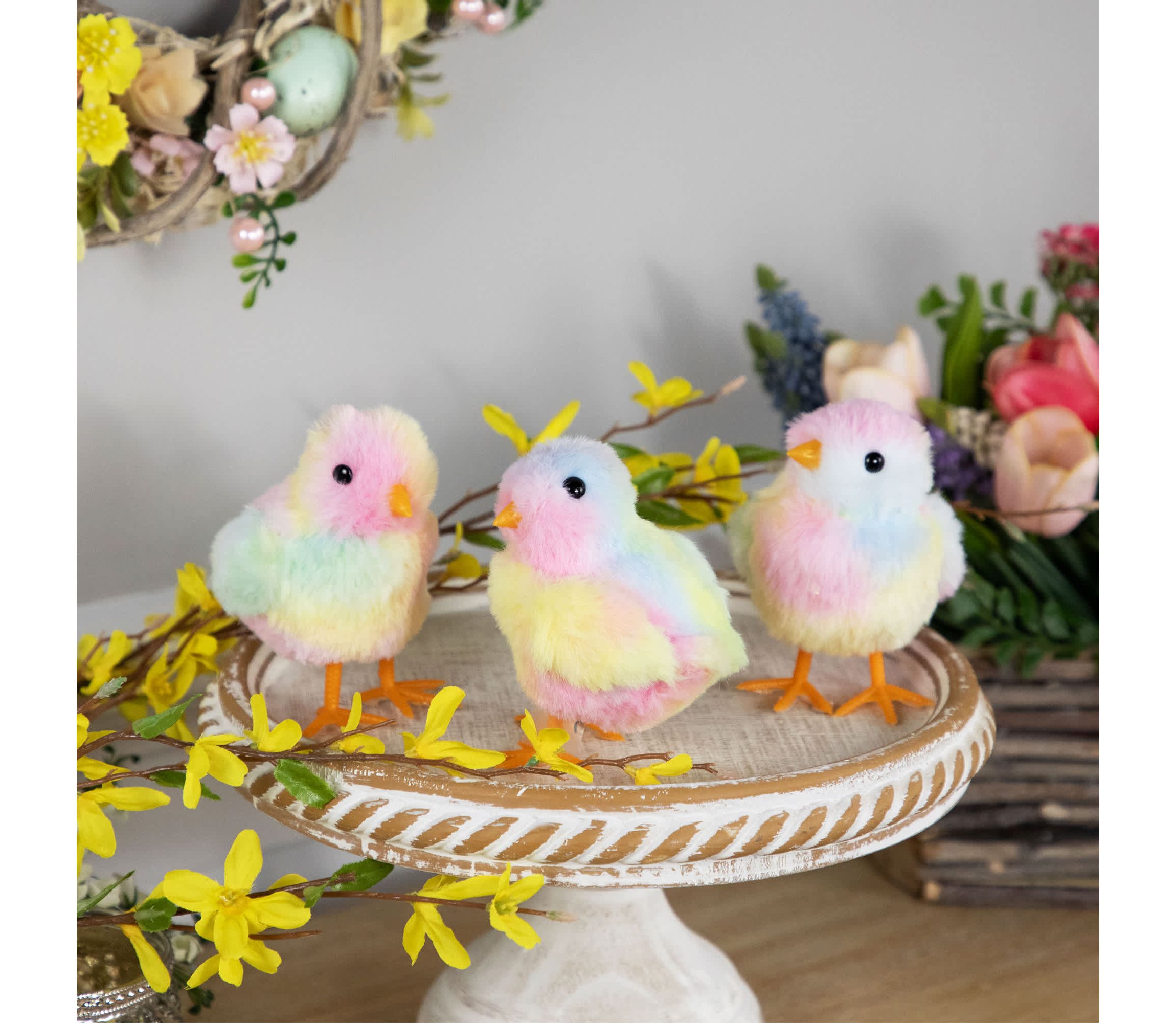 Plush Tie Dye Easter Chick Figurines - 4.25" - Set of 3