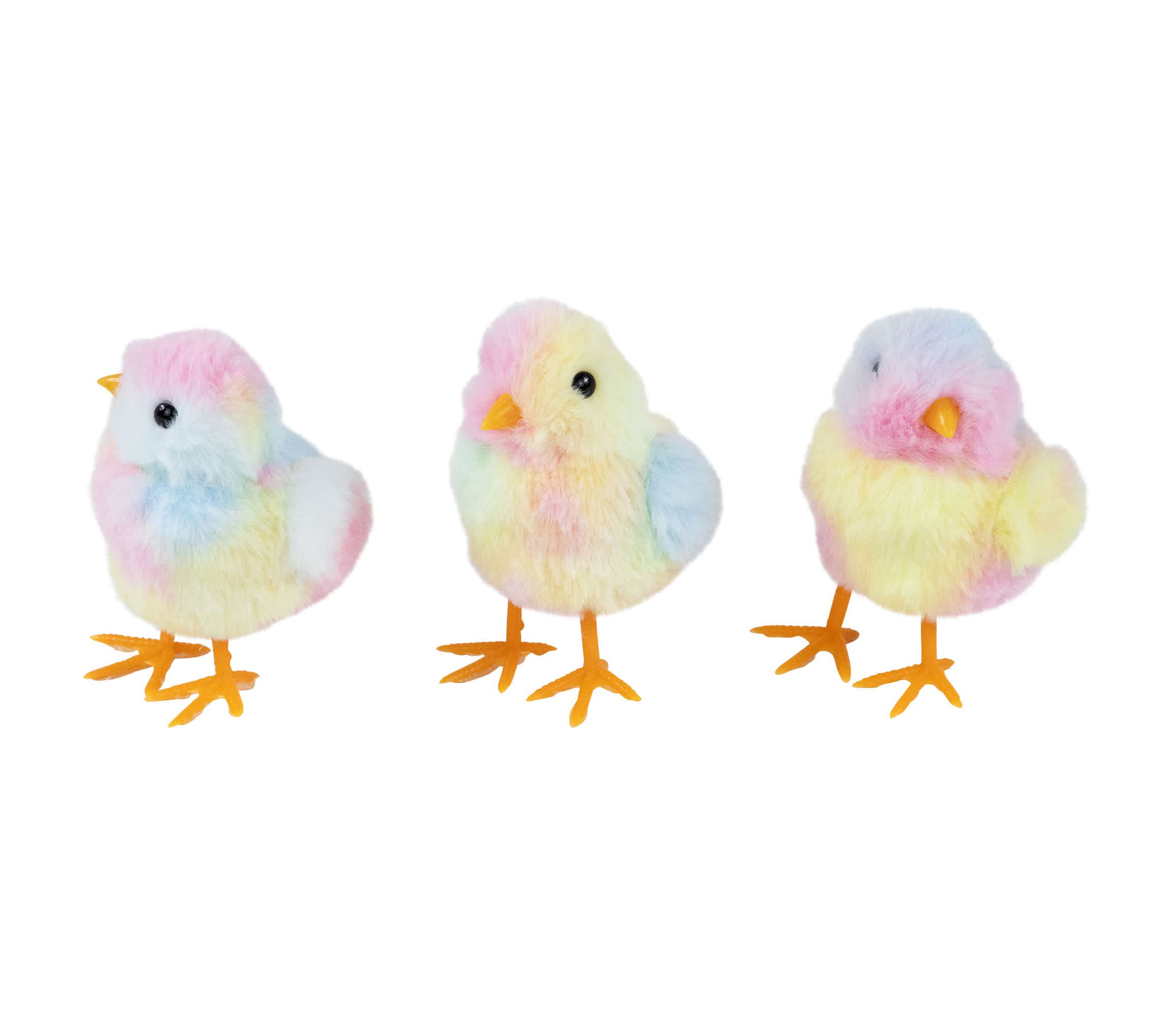 Plush Tie Dye Easter Chick Figurines - 4.25" - Set of 3