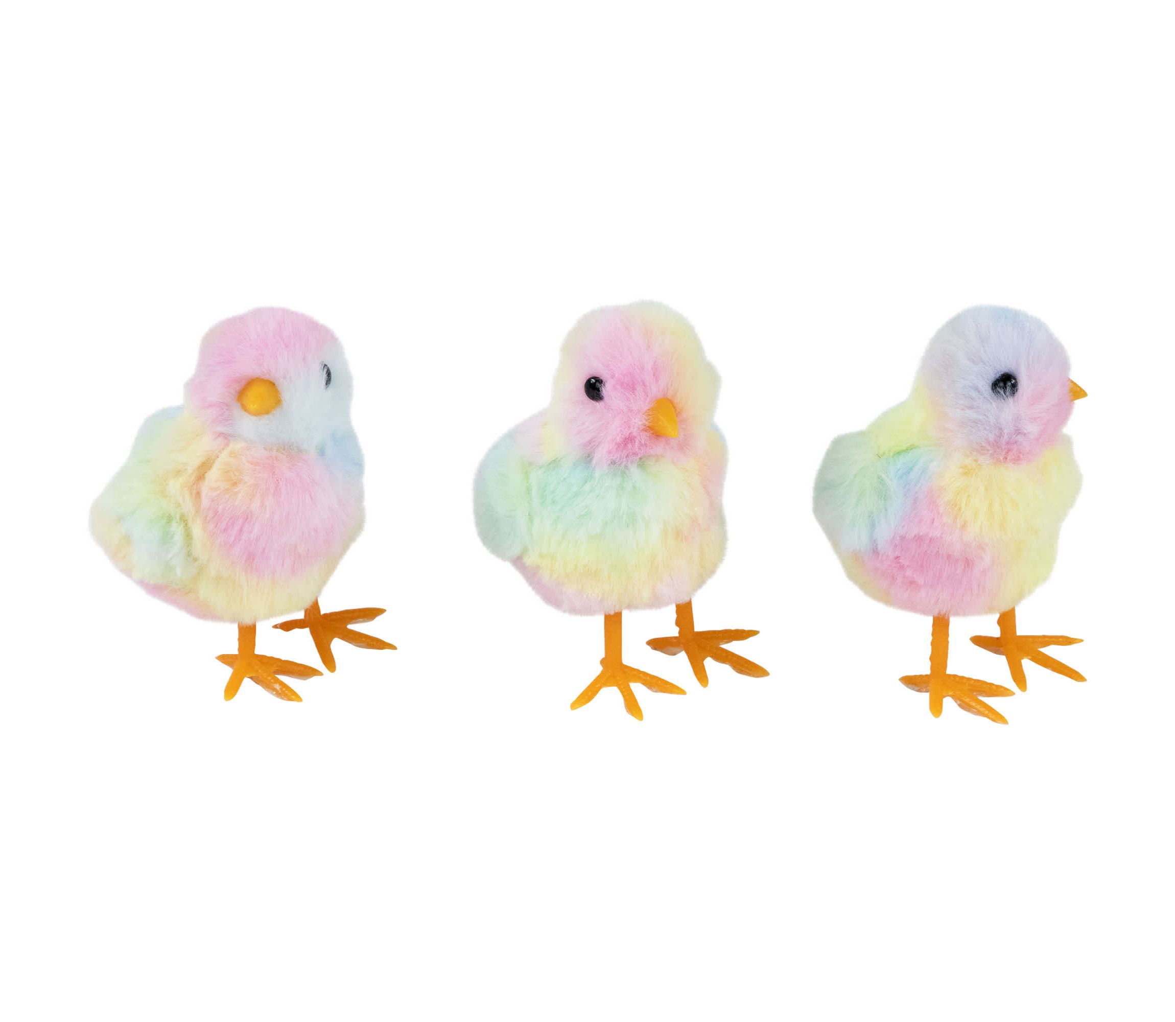 Plush Tie Dye Easter Chick Figurines - 4.25" - Set of 3