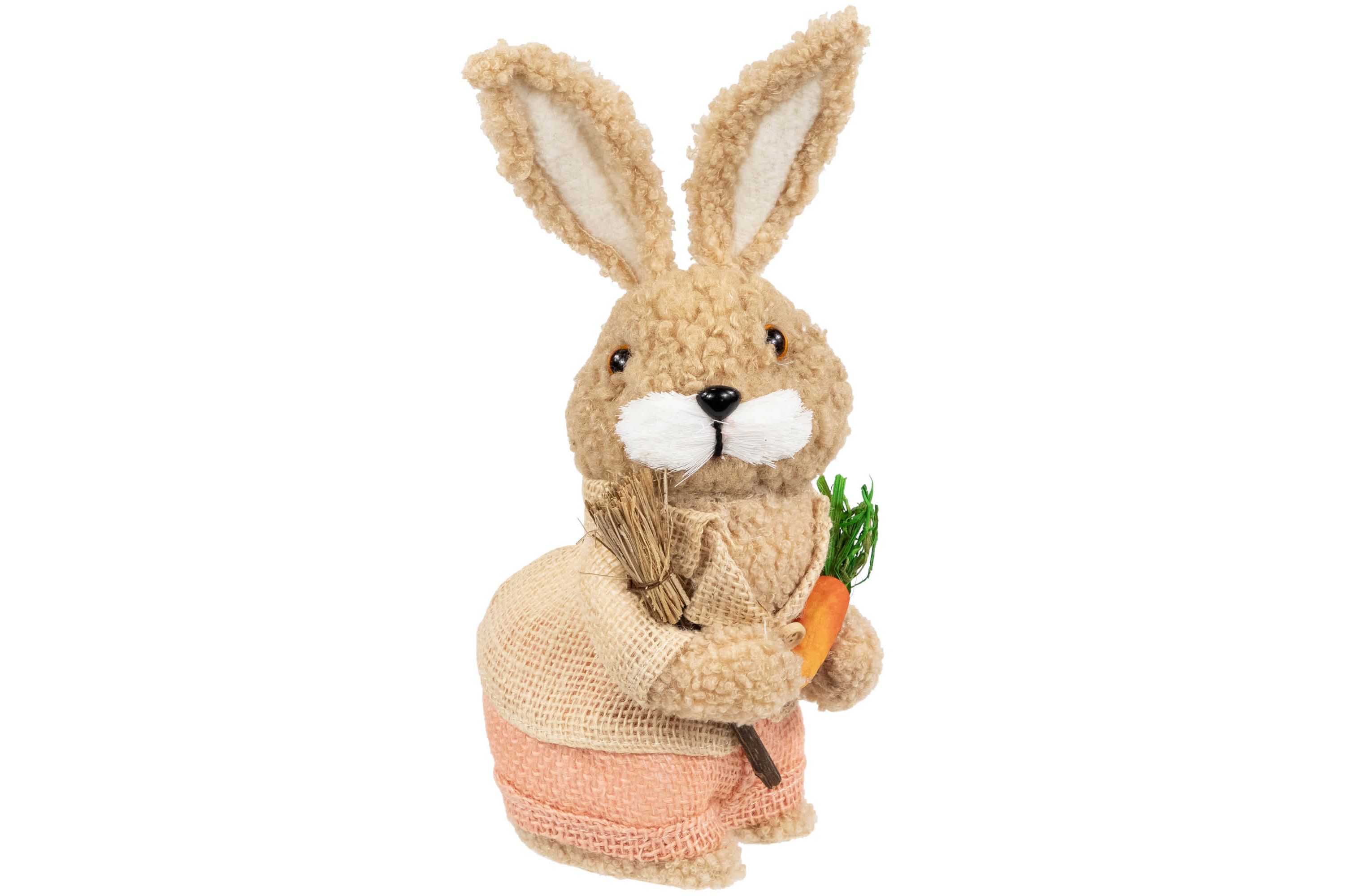 Plush Boy Easter Rabbit Figurine with Carrots - 11"