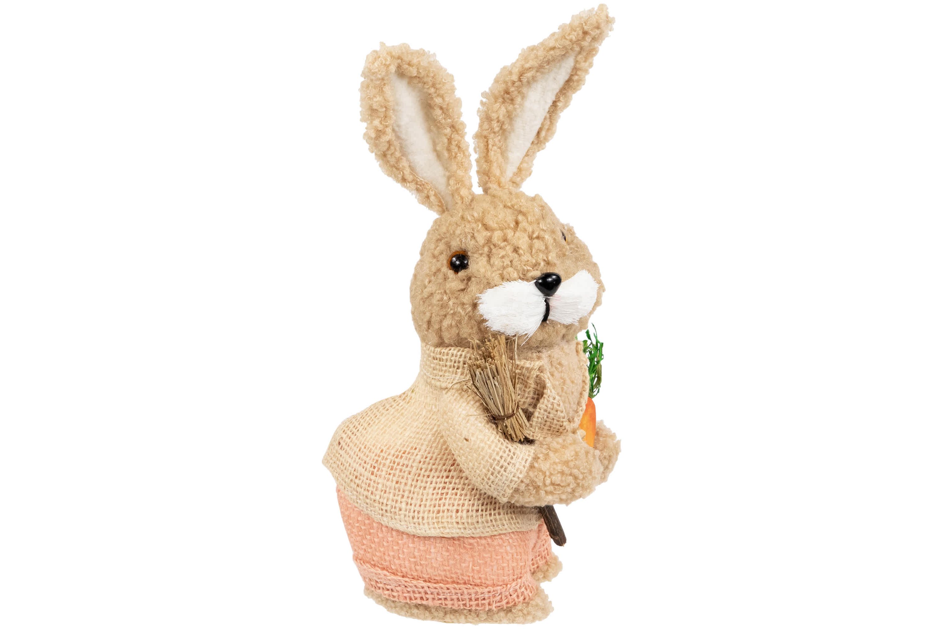 Plush Boy Easter Rabbit Figurine with Carrots - 11"