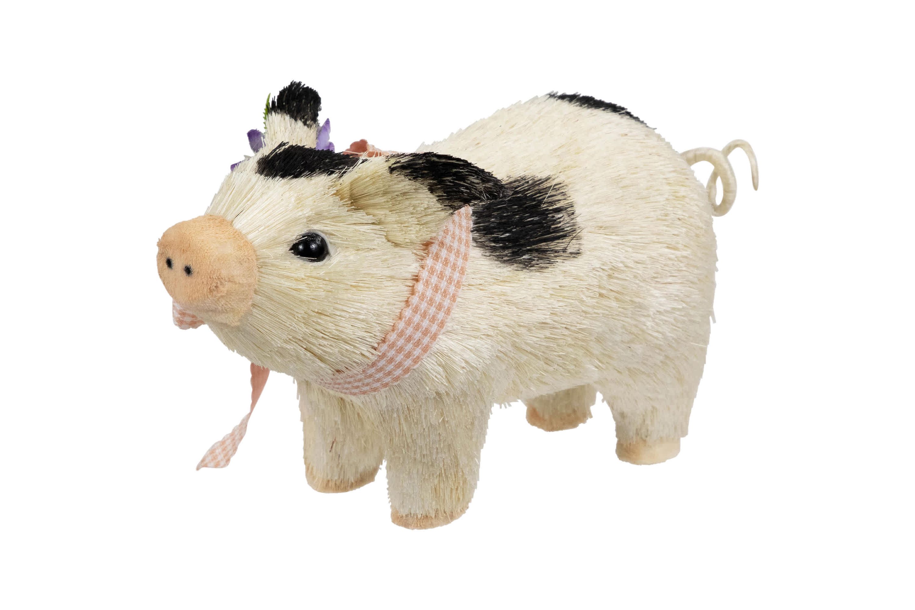 Spotted Piglet with Bow and Flowers Spring Figurine - 9"