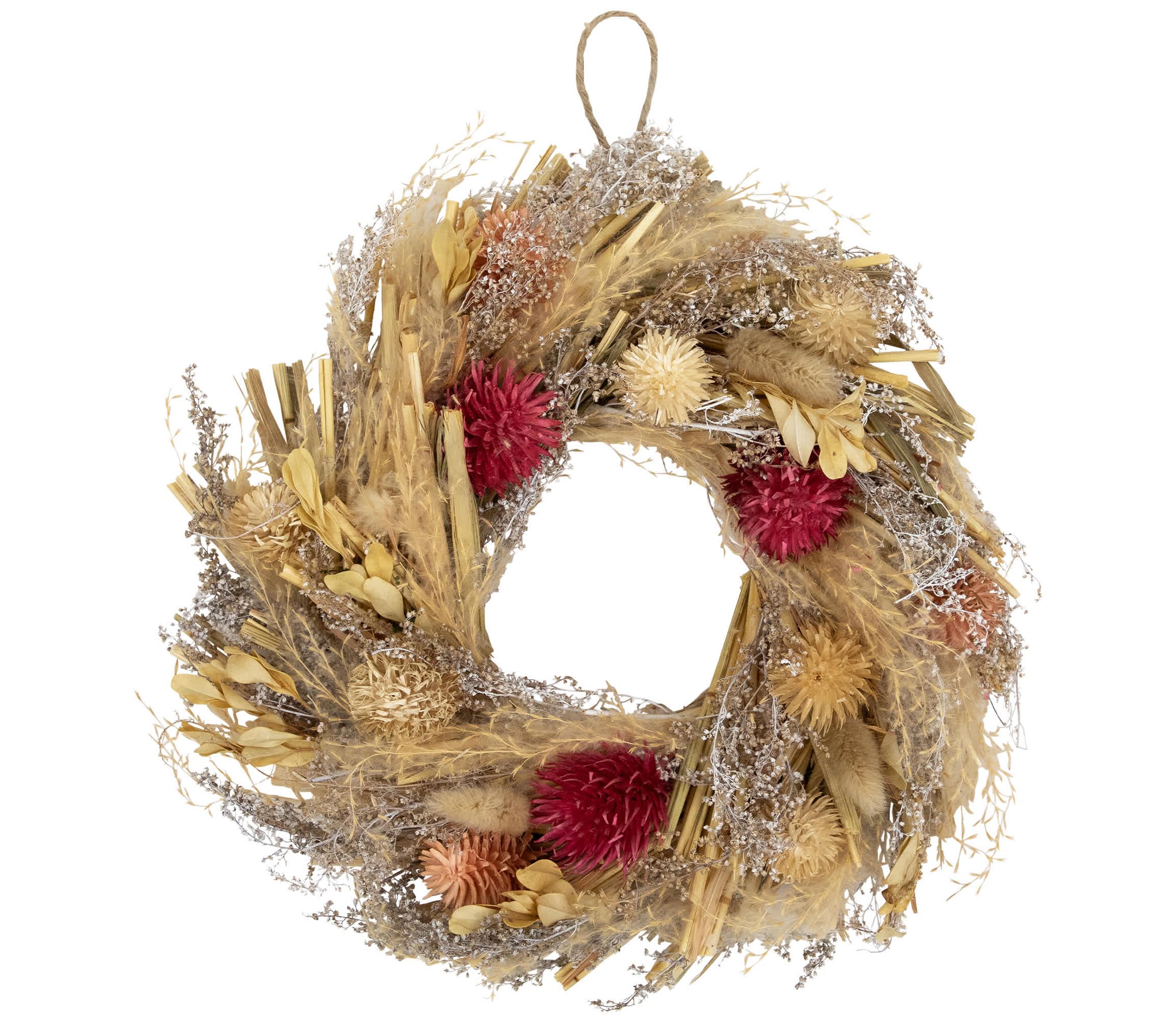 Pampas Grass and Dried Floral Spring Wreath - 11"