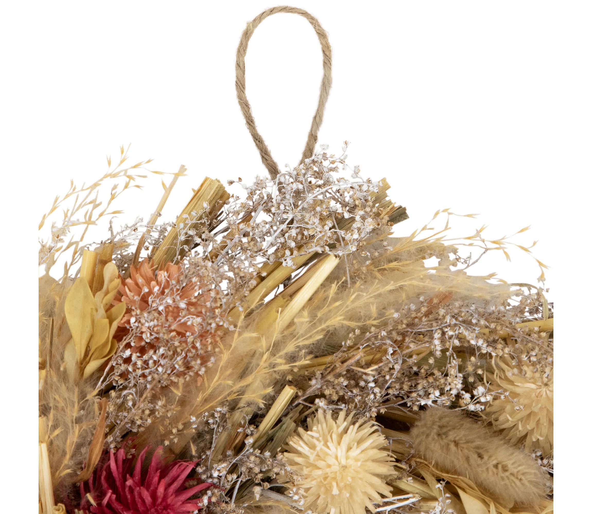 Pampas Grass and Dried Floral Spring Wreath - 11"