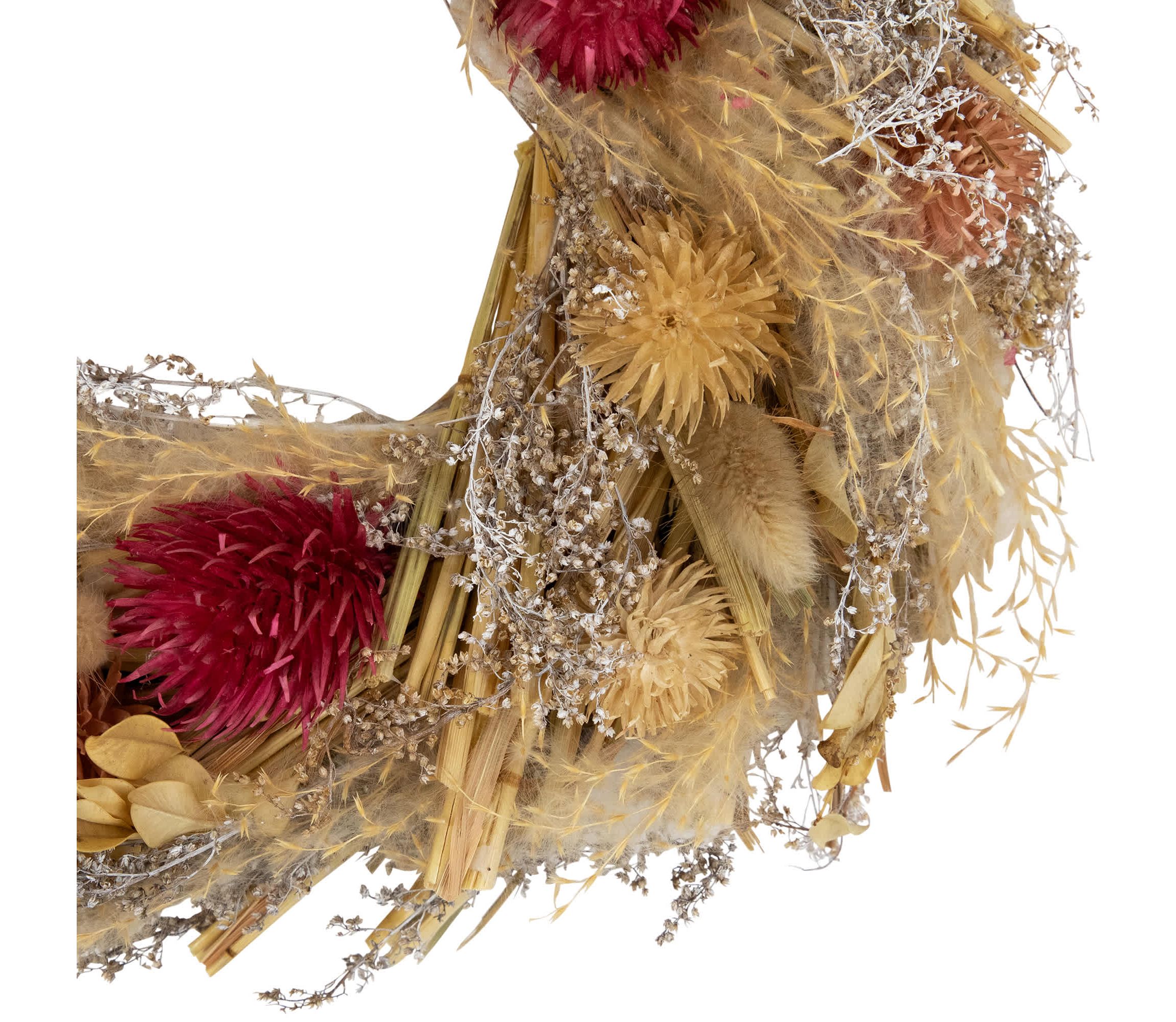 Pampas Grass and Dried Floral Spring Wreath - 11"