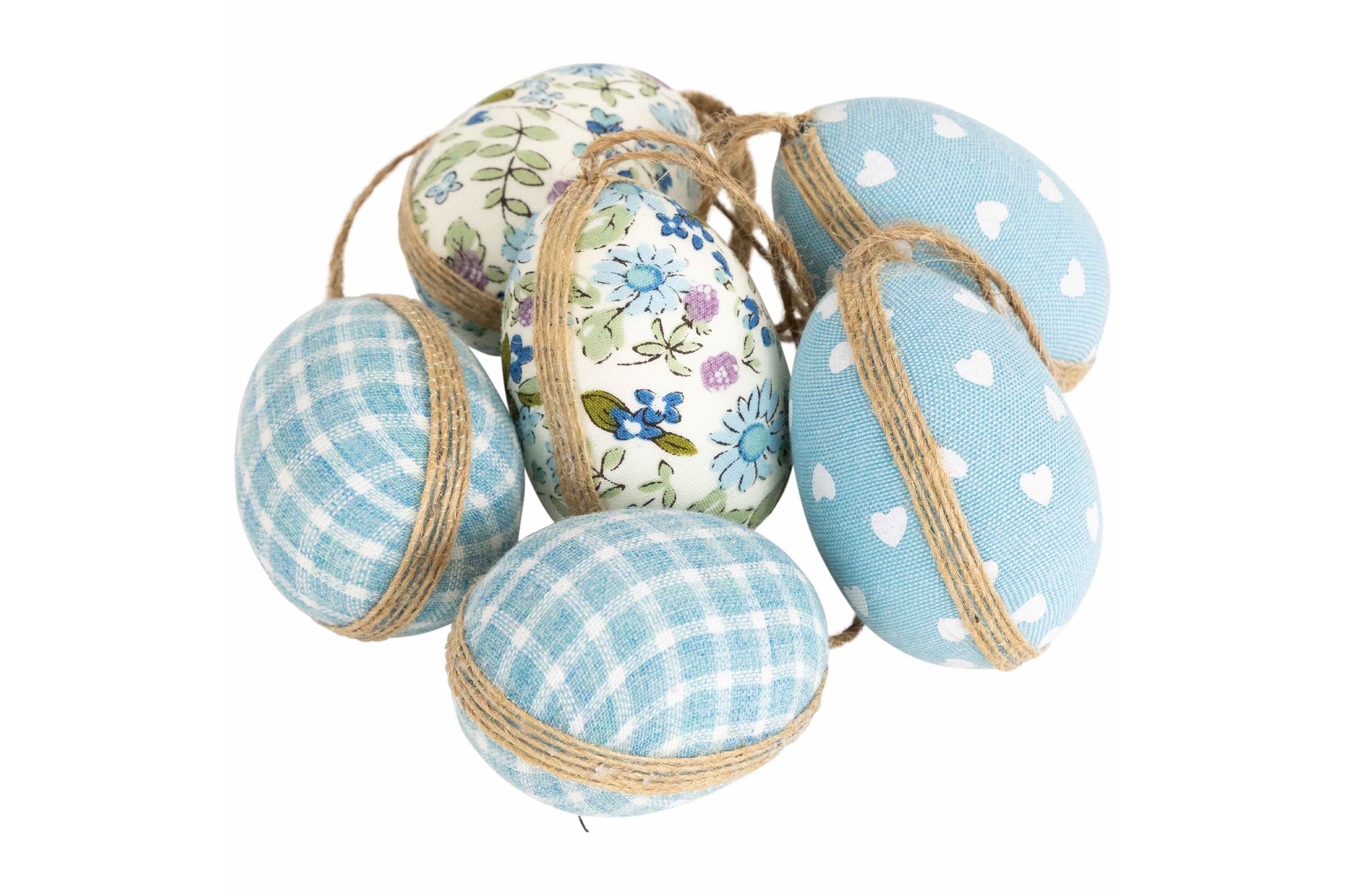 Easter Egg Ornament Decorations - 5.75" - Blue - Set of 6