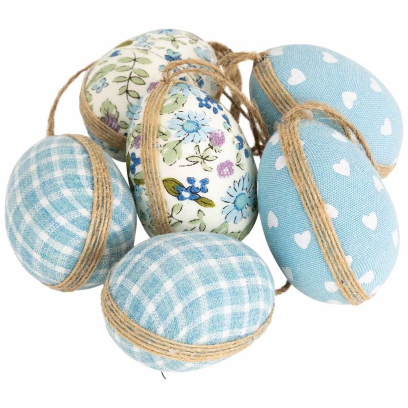 Easter Egg Ornament Decorations - 5.75" - Blue - Set of 6
