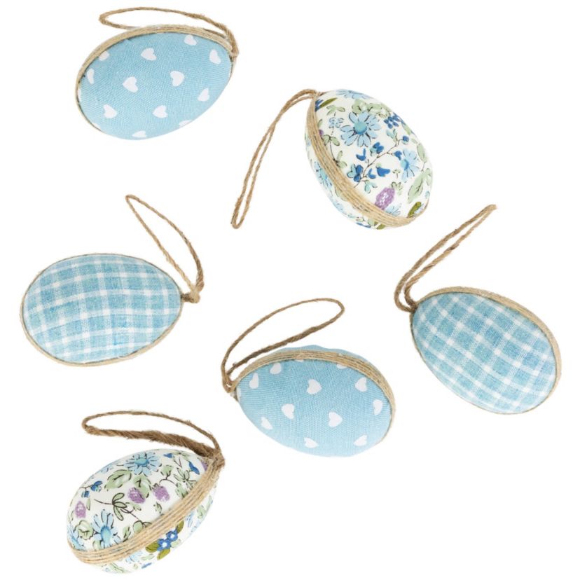 Easter Egg Ornament Decorations - 5.75" - Blue - Set of 6