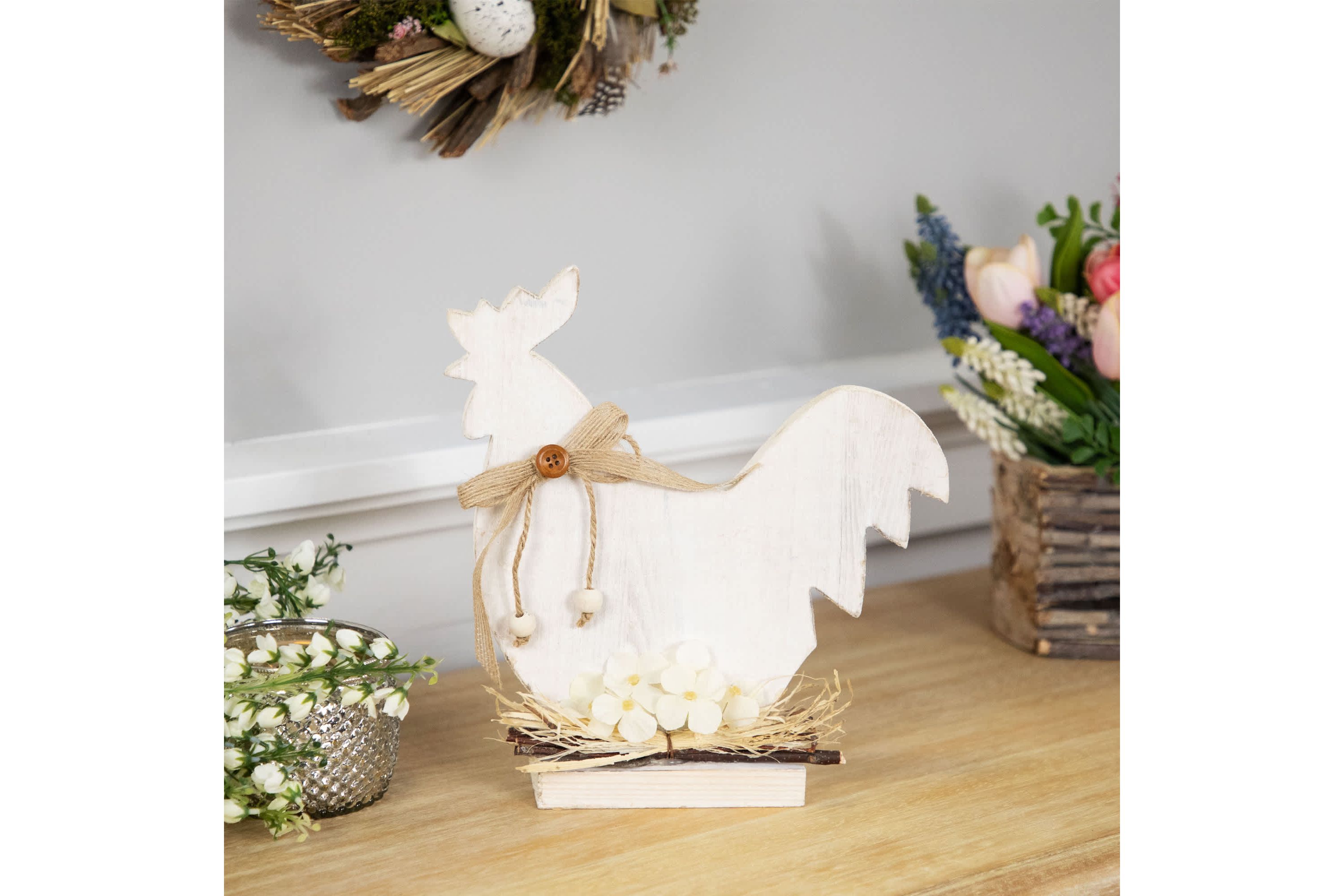 Distressed Rooster Silhouette Spring Decoration - 9.5"