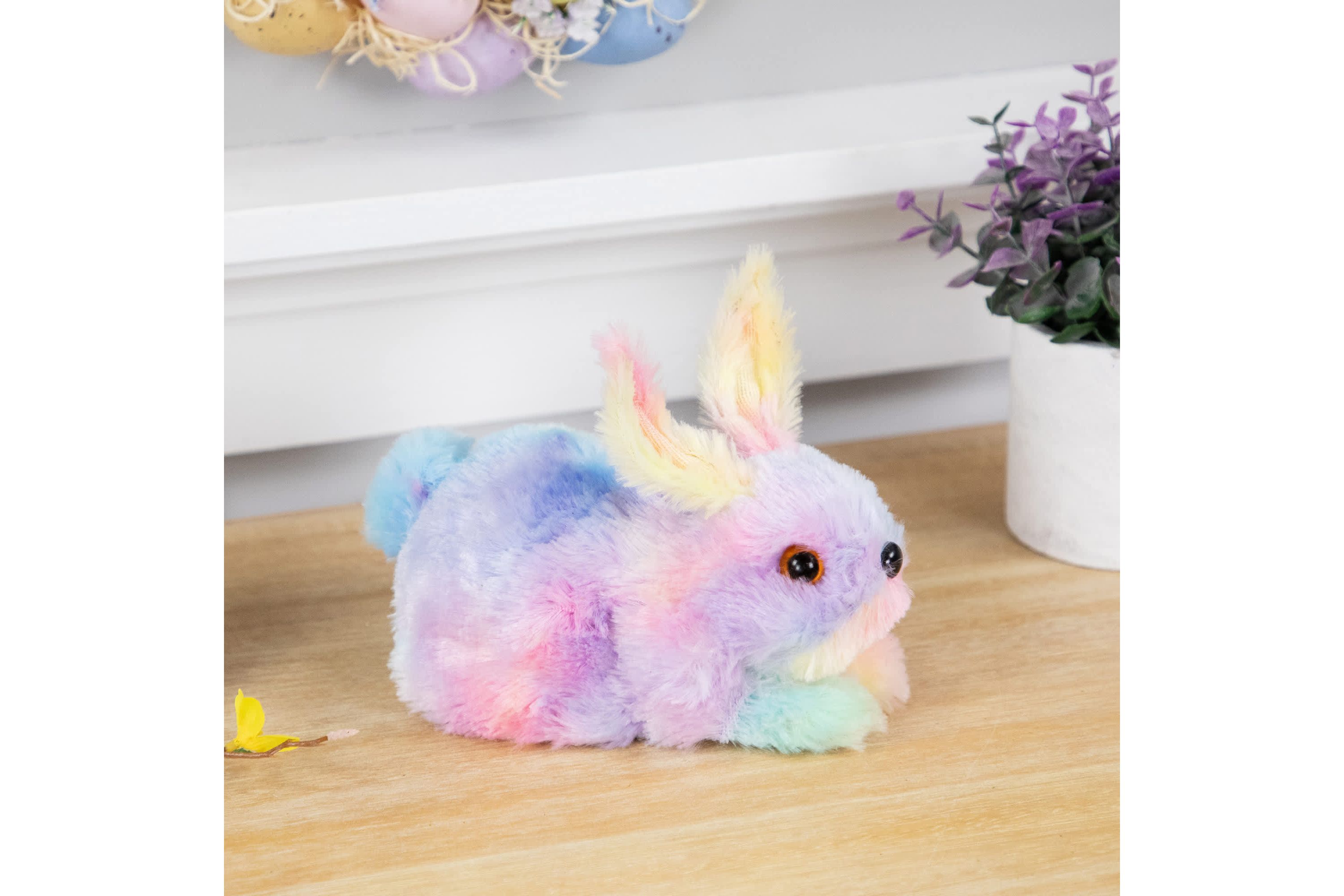 Plush Pastel Easter Bunny Figurine - 7" - Multicolor