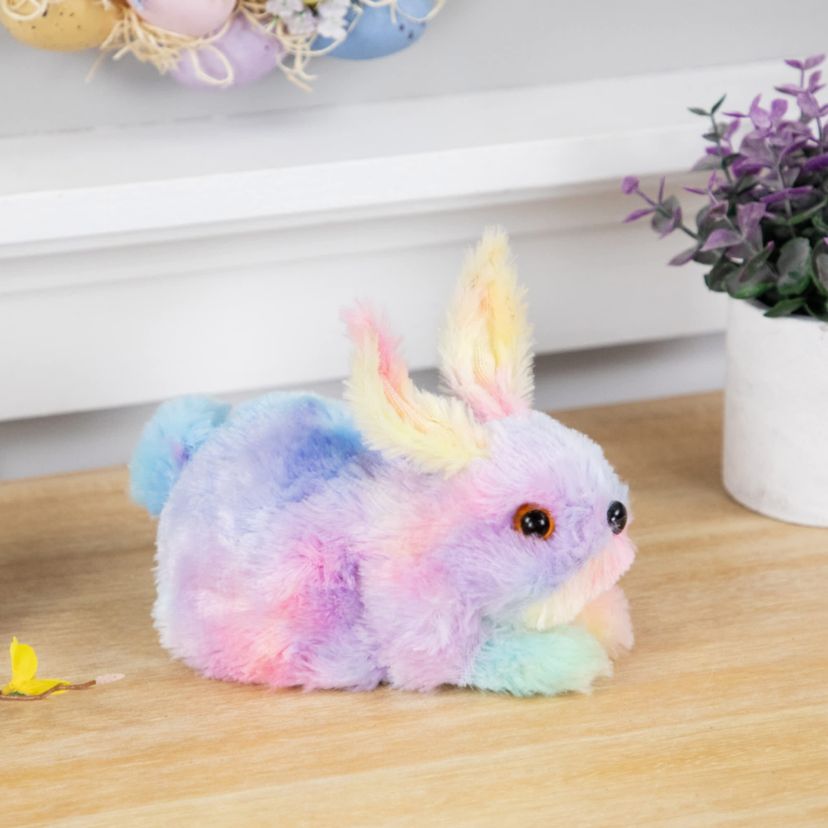 Plush Pastel Easter Bunny Figurine - 7" - Multicolor
